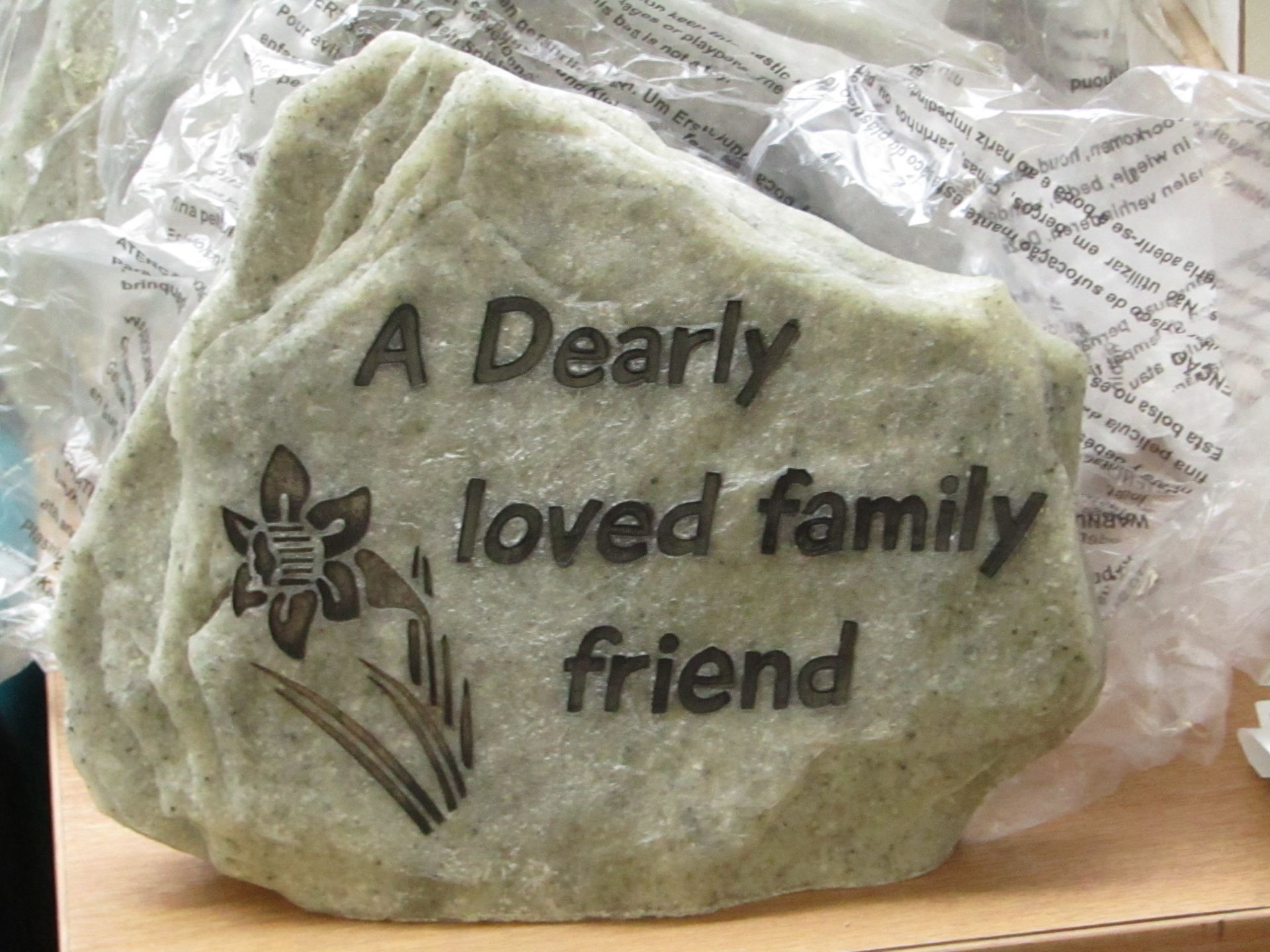 A dearly loved family friend memorial, unchecked and boxed.