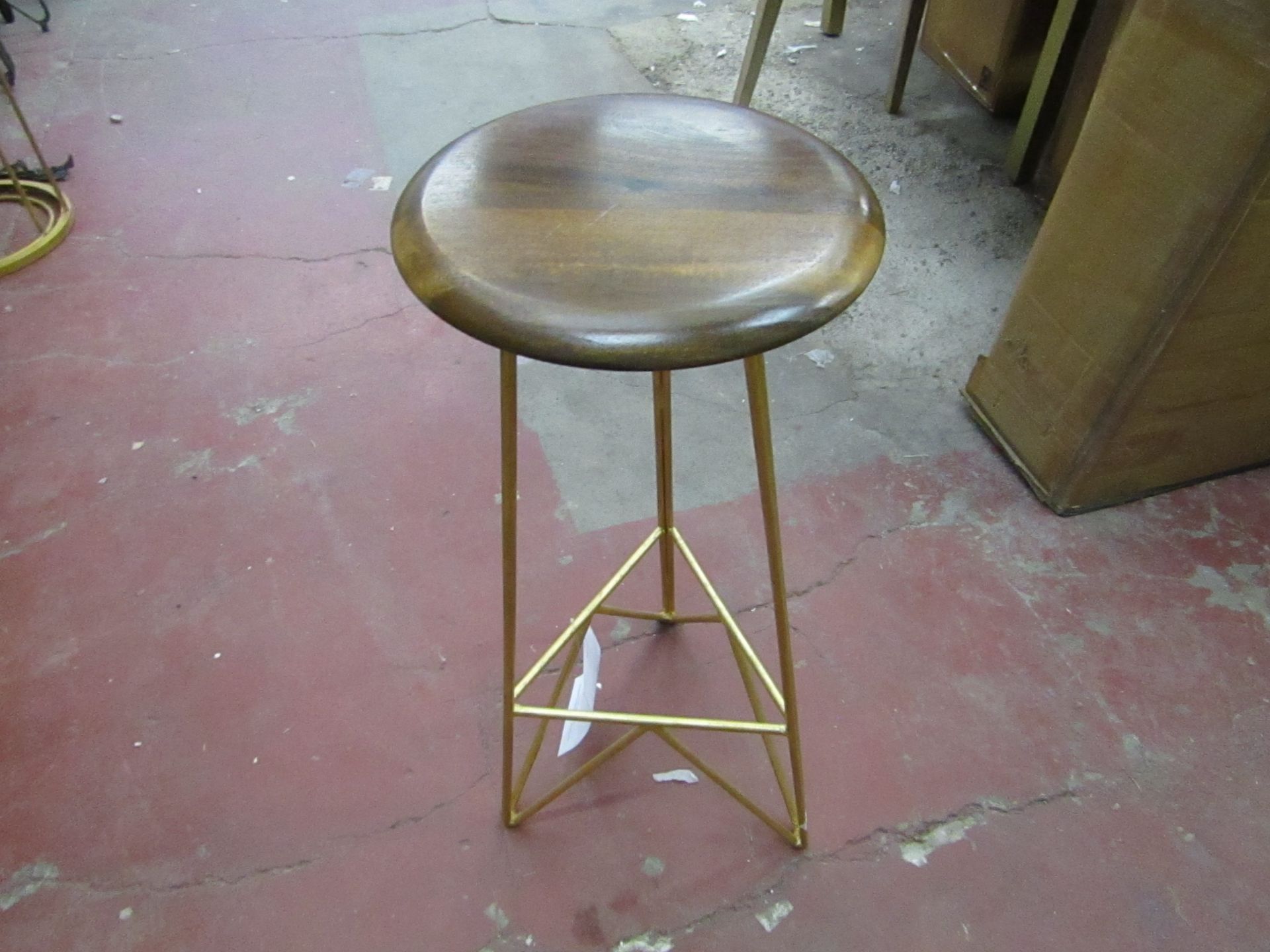 Swoon Kato Stool in Gold Leaf, with box, RRP £149, the wooden seat has come off but can easliy be
