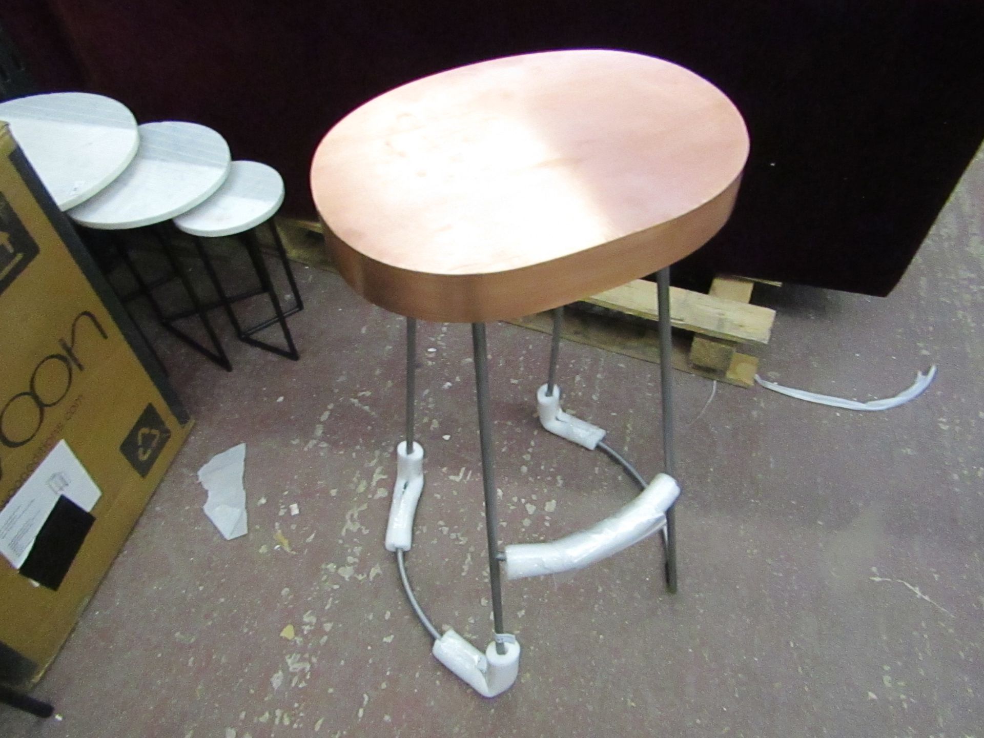 Swoon Welles stool with copper metal seat, with box, RRP £ 149, please read lot 0 before bidding