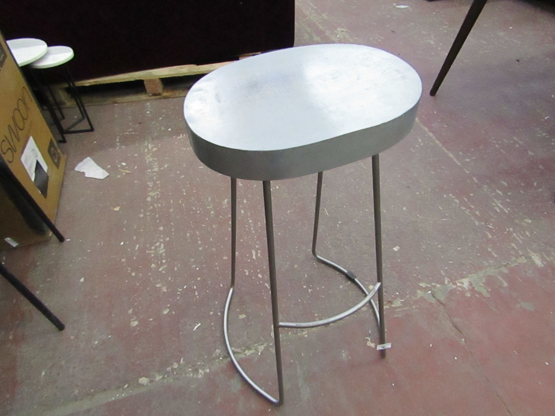 Swoon Welles stool with steel grey metal seat, with box, RRP £ 149, please read lot 0 before