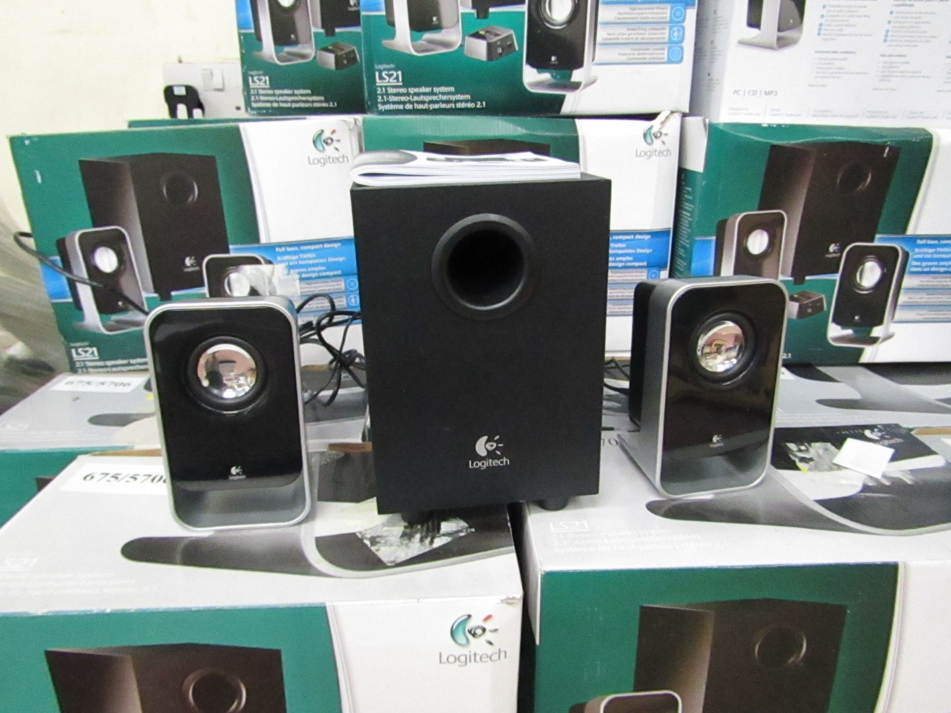Logitech 2.1 Stereo Speaker System.Tested working & Boxed