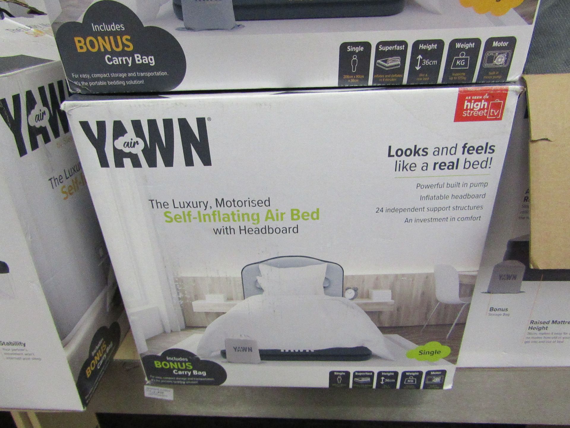 Yawn single Air bed with built in Pump, boxed (box may be damaged), item is unchecked, RRP £59.99 at
