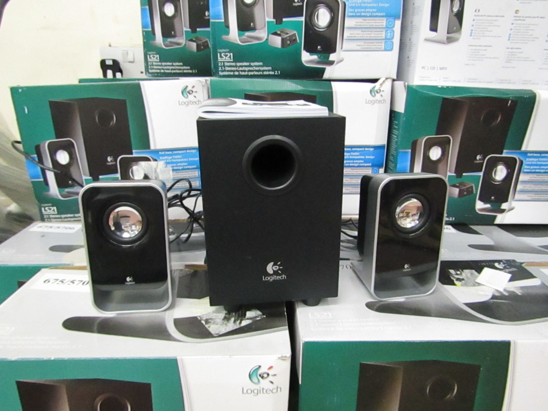 Logitech 2.1 Stereo Speaker System.Tested working & Boxed