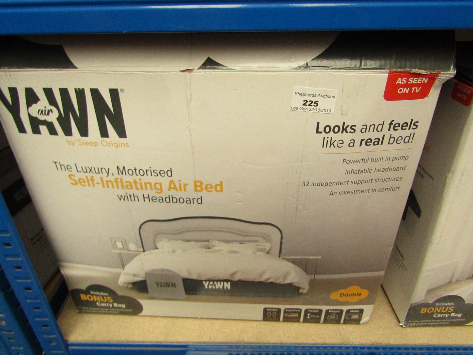 Yawn double Air bed with built in Pump, boxed (box may be damaged), item is unchecked, RRP £59.99 at