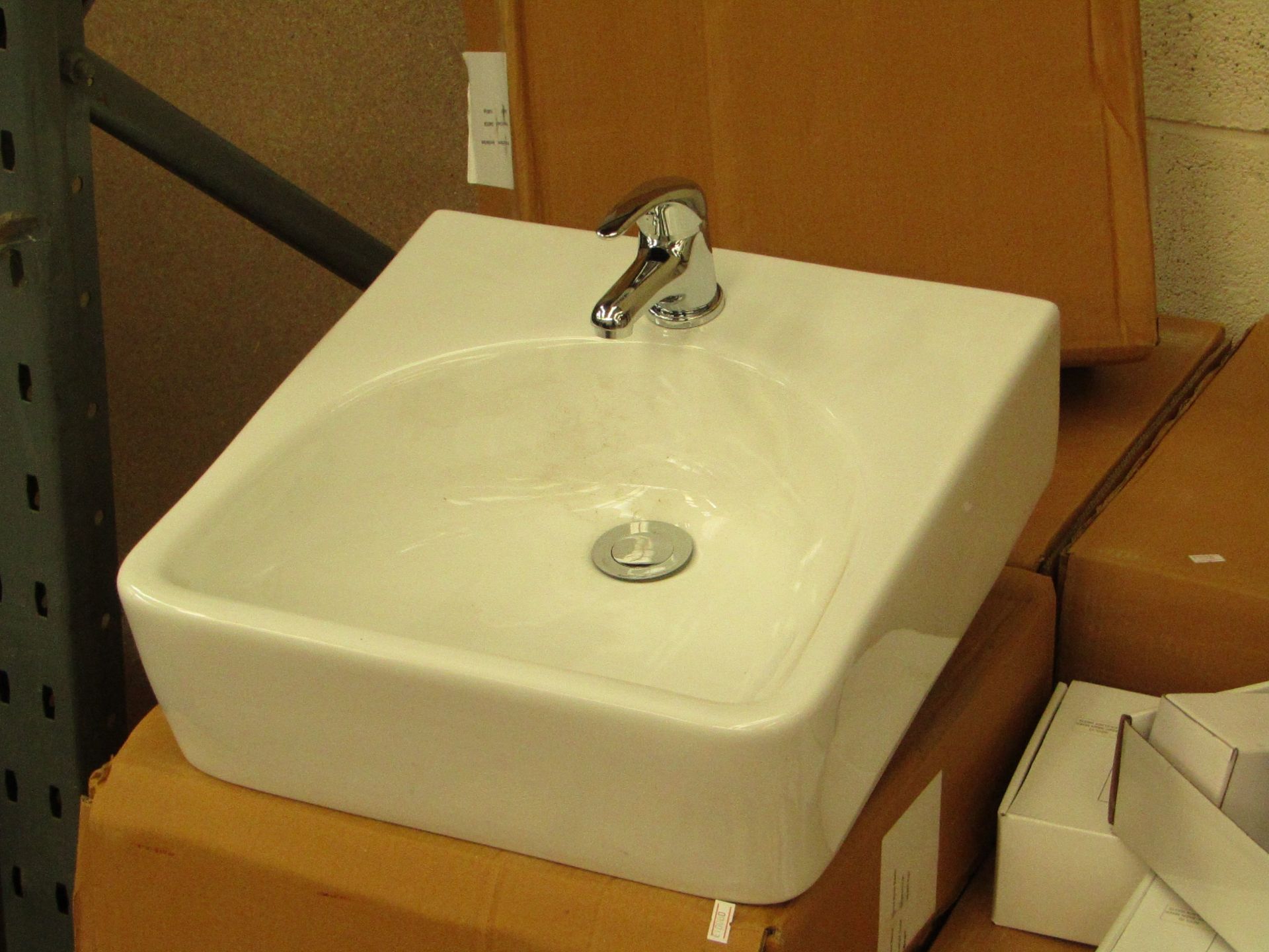 Verve bowl basin with a mono block mixer tap, new and boxed.