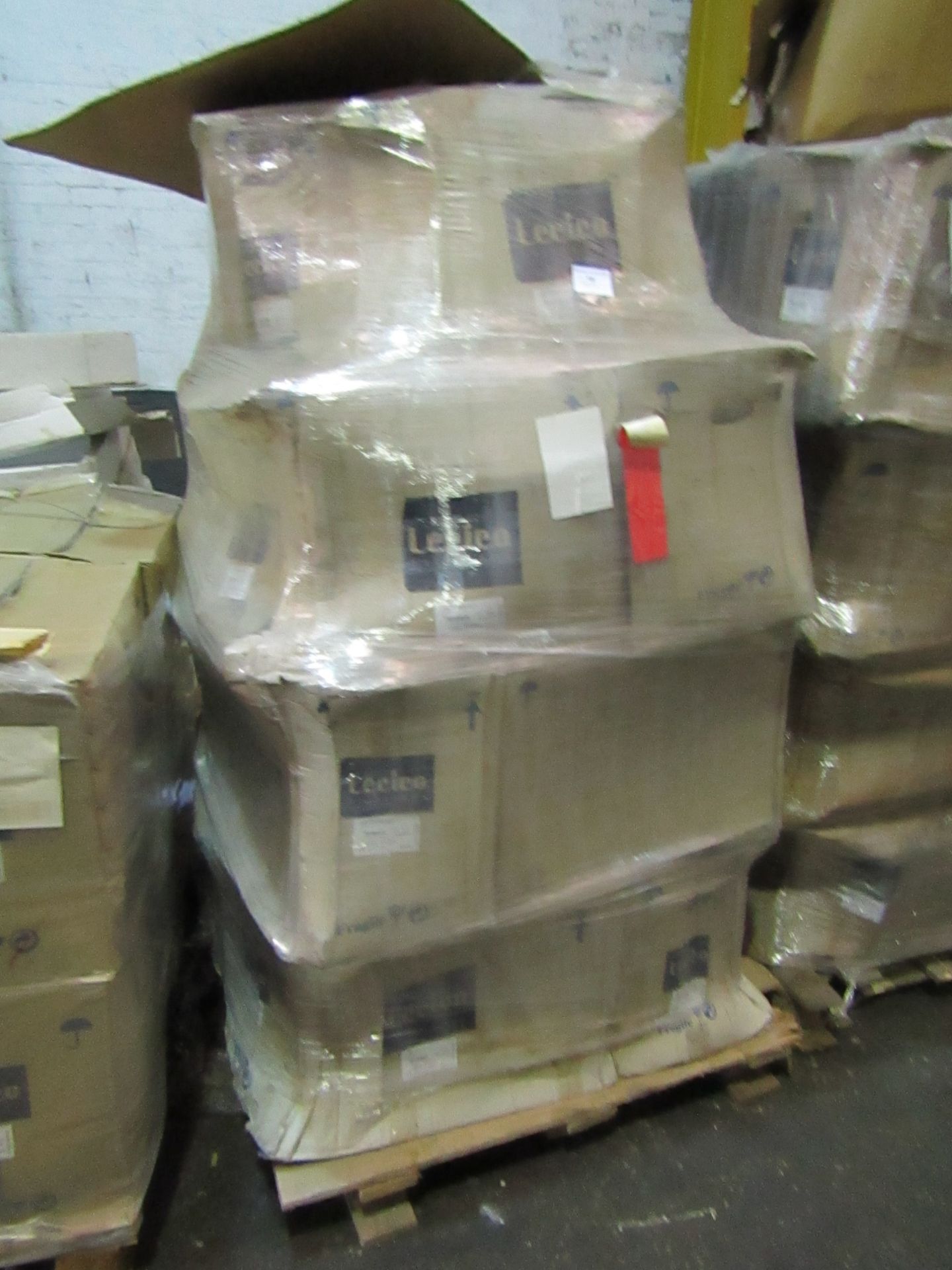 Pallet of approx 17x Lecico Olympiad Toilet Pans, unused in wet boxes.