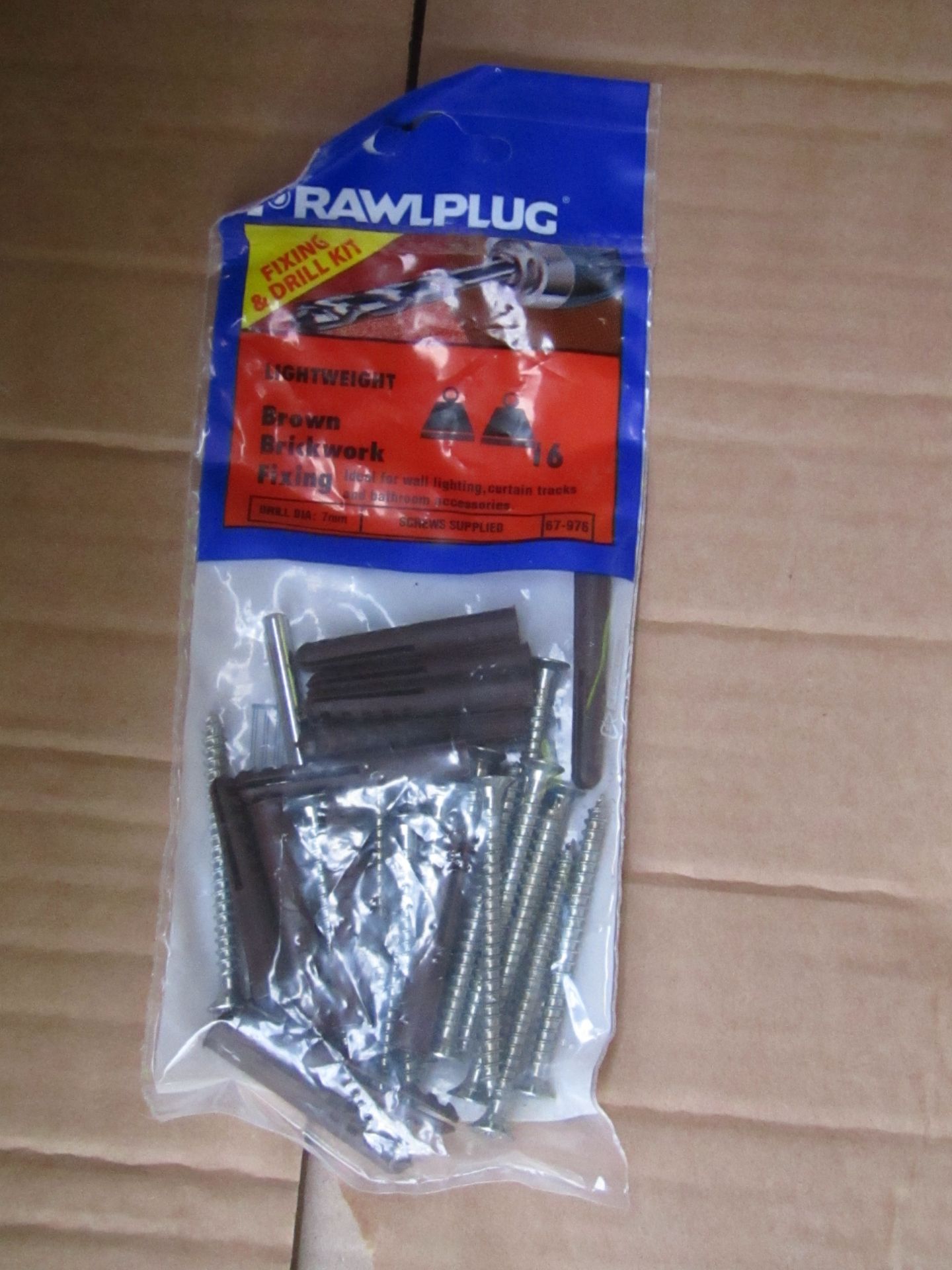 5x Packs of 16 Rawlplug Brown Brick work fixings with Drill Bit and Screws