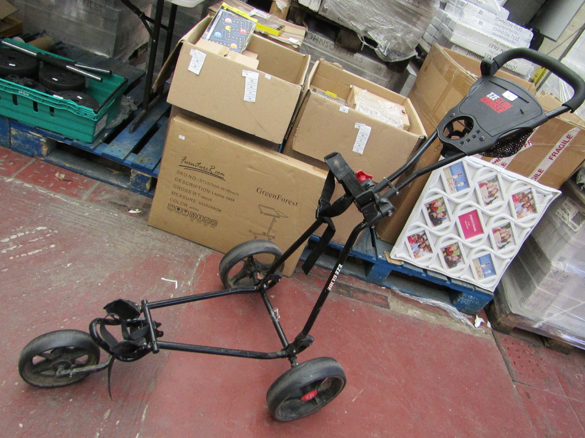 Ezeglide Golf Trolley. Has been used & needs slight attention on the  Brake clip. RRP £79.99