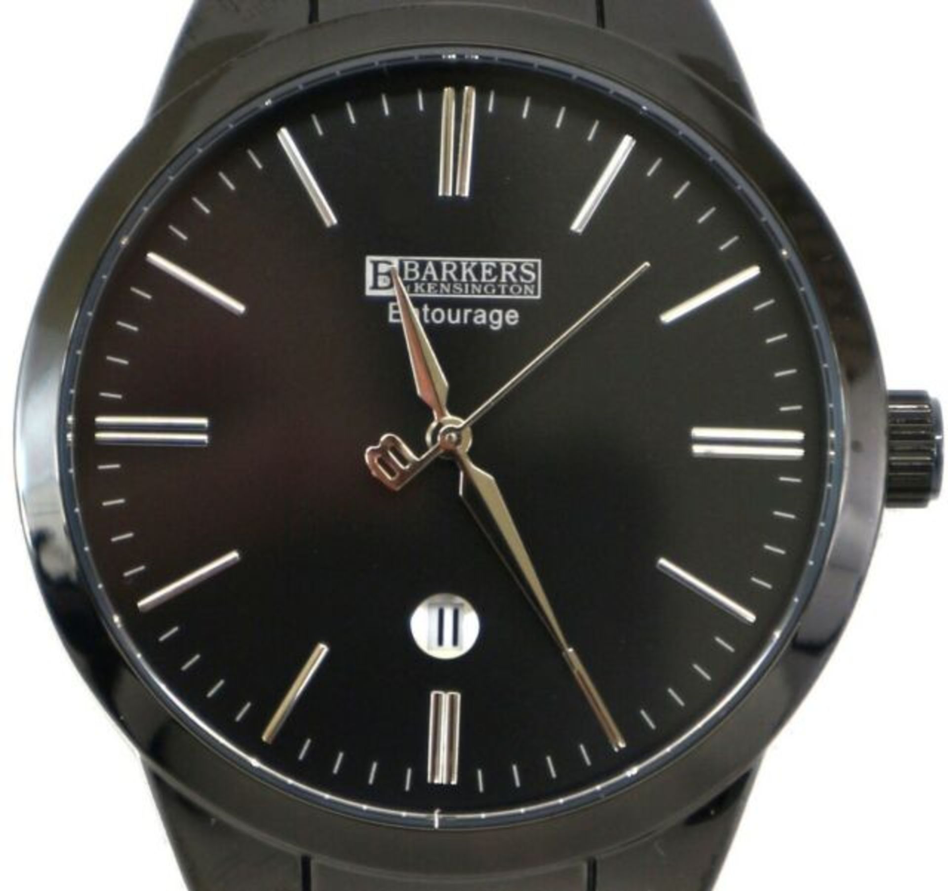 Barkers of Kensington Entourage Black Face with Silver Men's stylish Watch, new and boxed. - Image 4 of 4