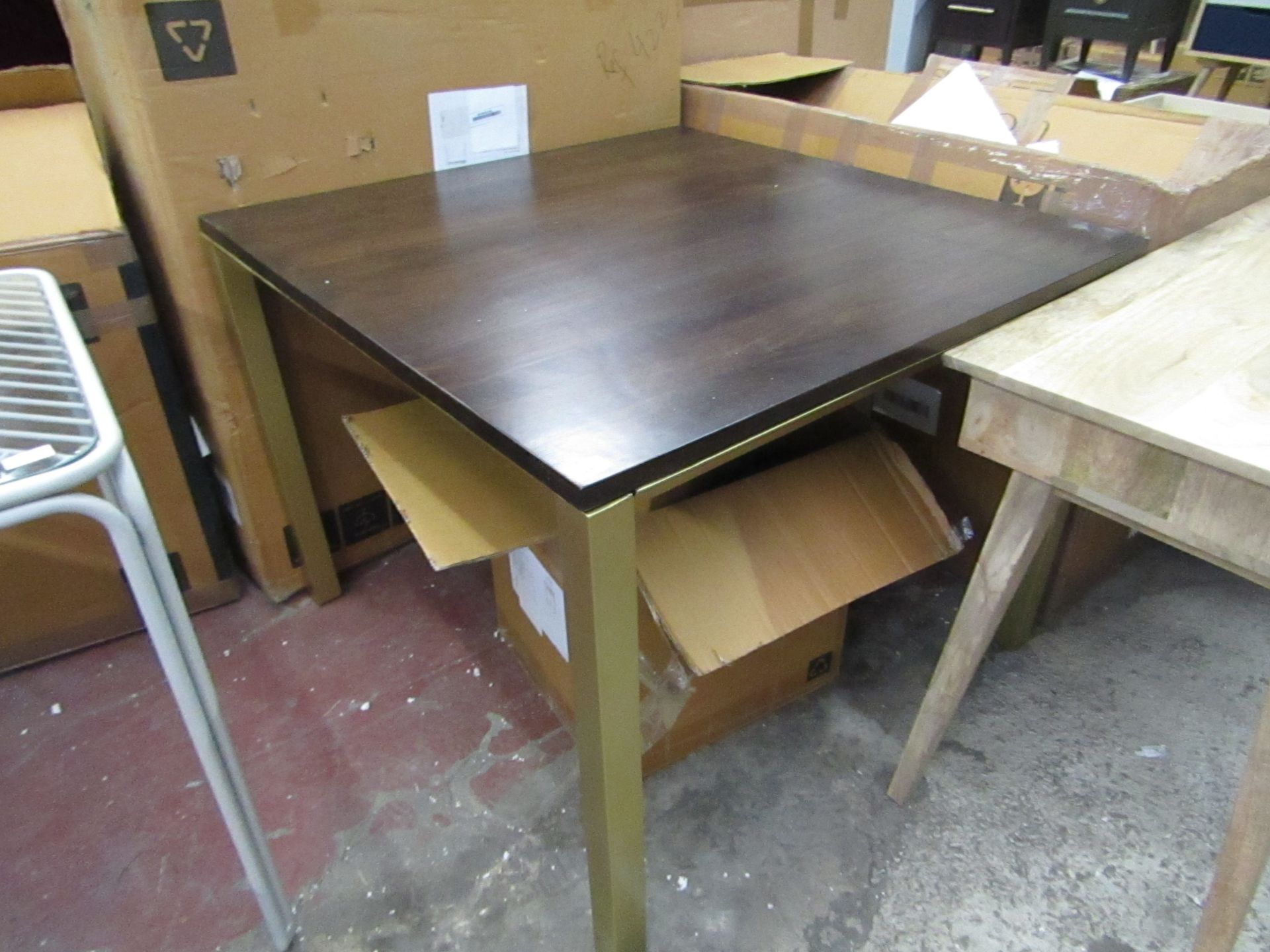 Swoon Aveen Dining table in Walnut, with box, RRP £499, one leg is slightly bent but could be bent