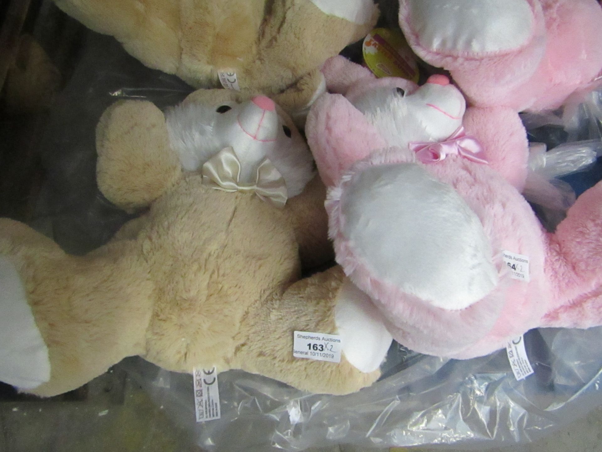 2 x Pink Cooured Easter Bunny Teddies. New With tags
