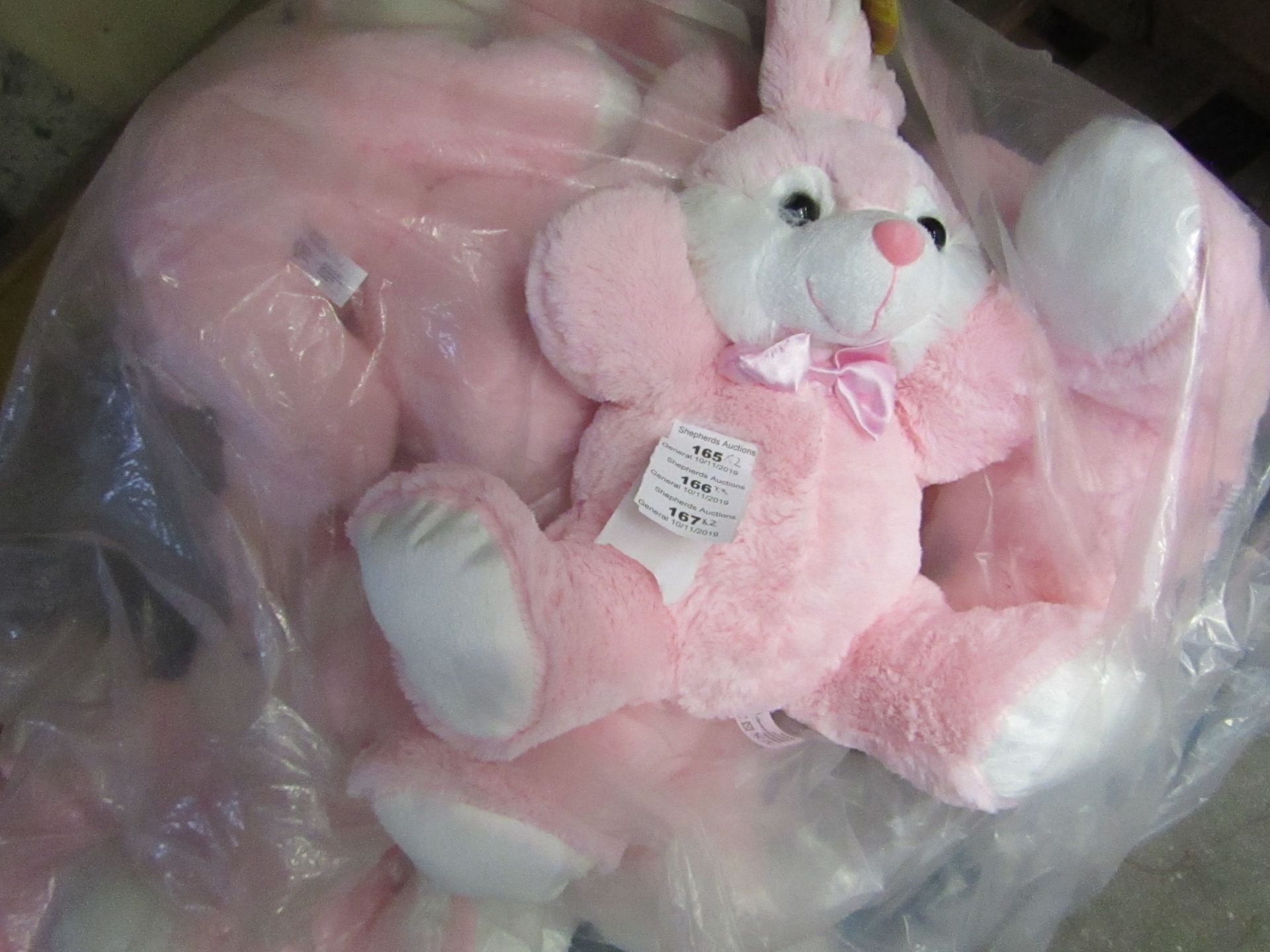 2 x Pink Cooured Easter Bunny Teddies. New With tags