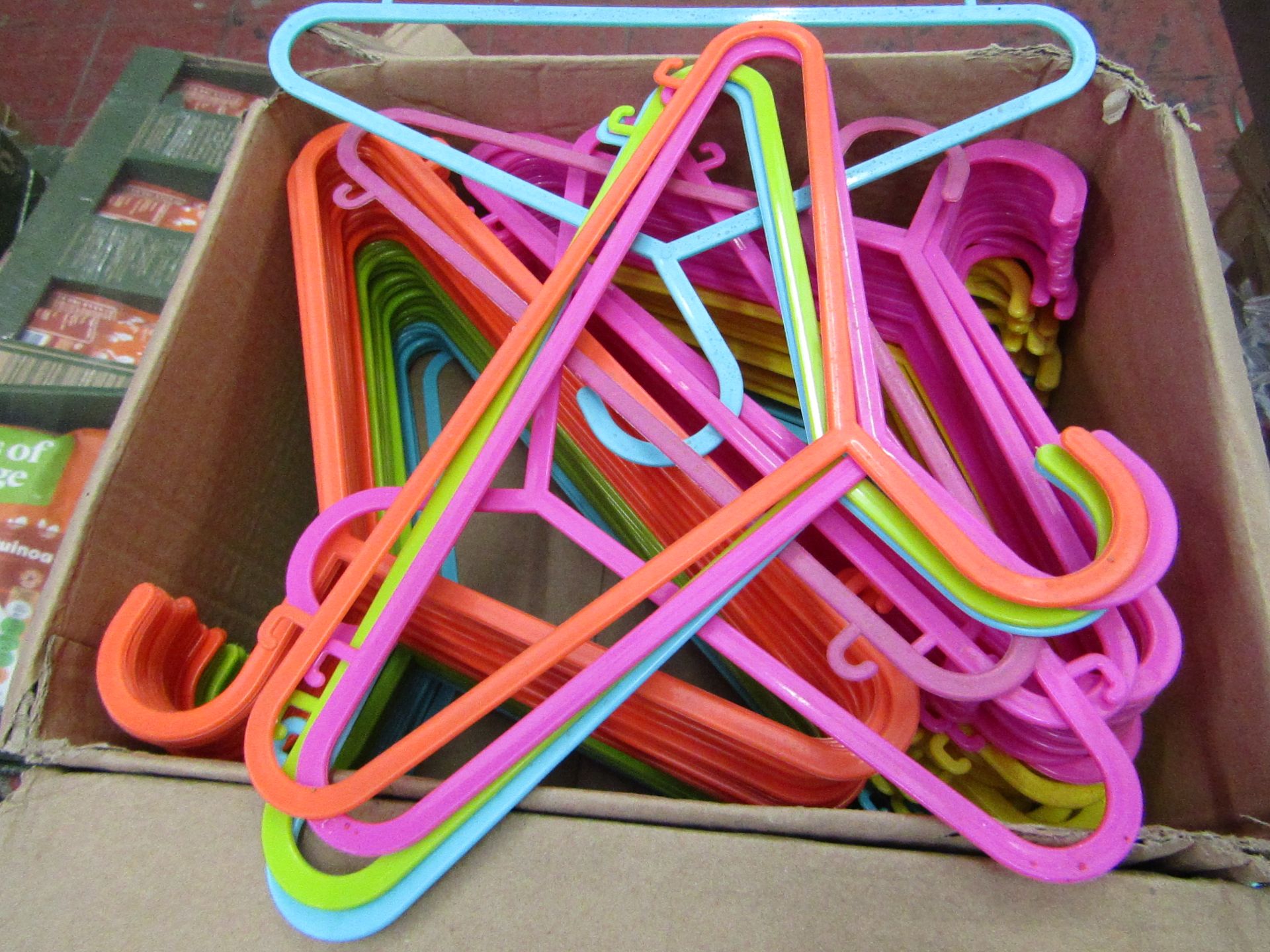 2 Boxes of 100 Kids colourful Plastic coathangers. New & Boxed