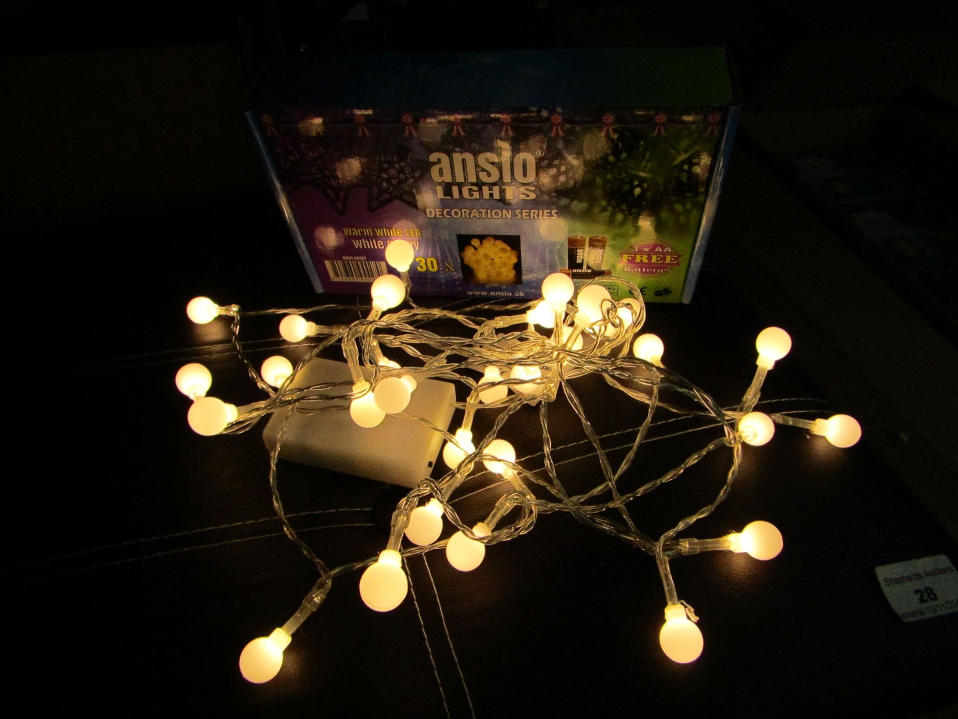 5 x Ansio Warm White LED Berry Lights.30 Lights on each & come with Batteries.New & Boxed