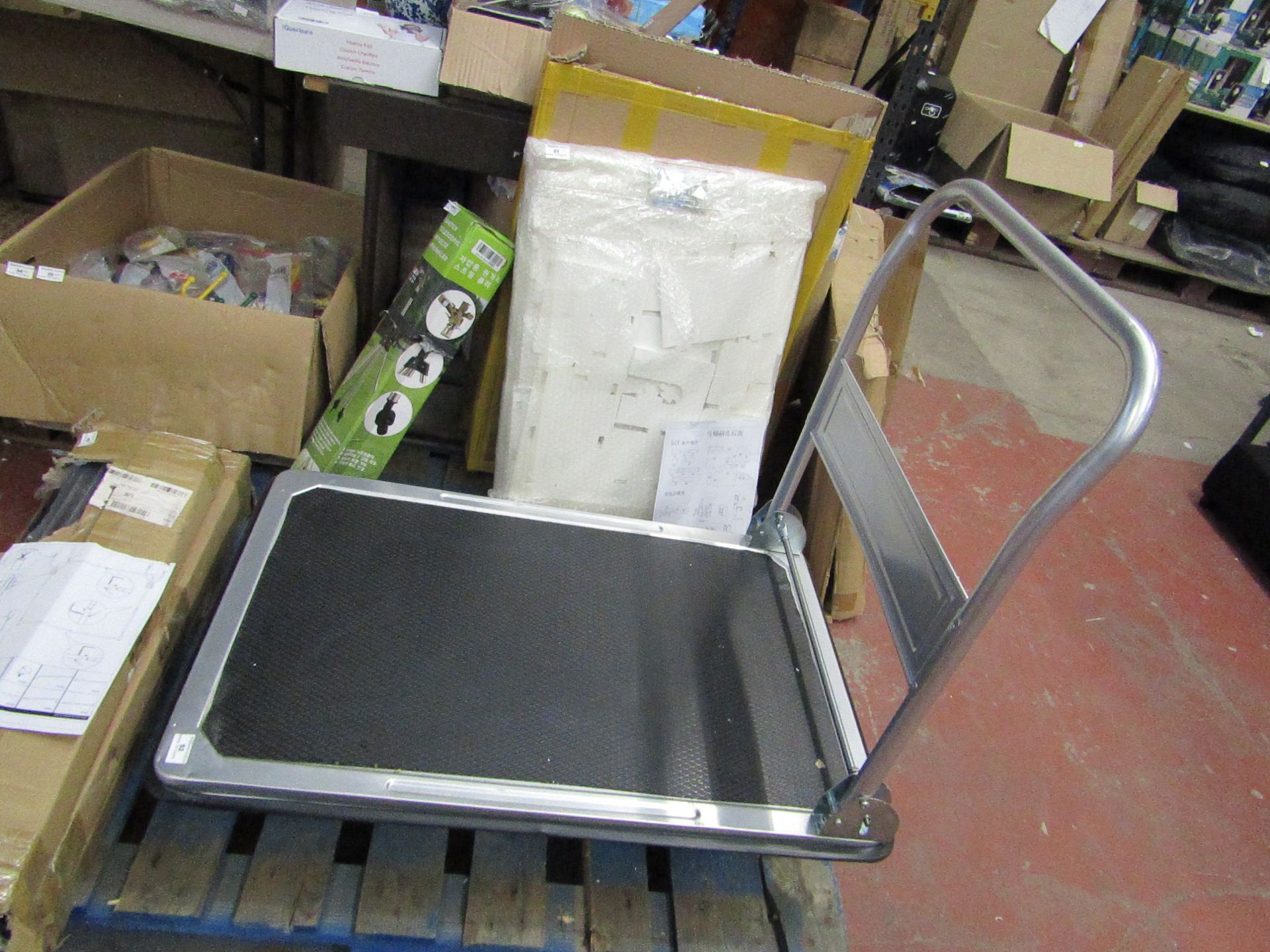 Flatbed Trolley on Wheels. New & Boxed. 86cm x 61cm x 92cm.