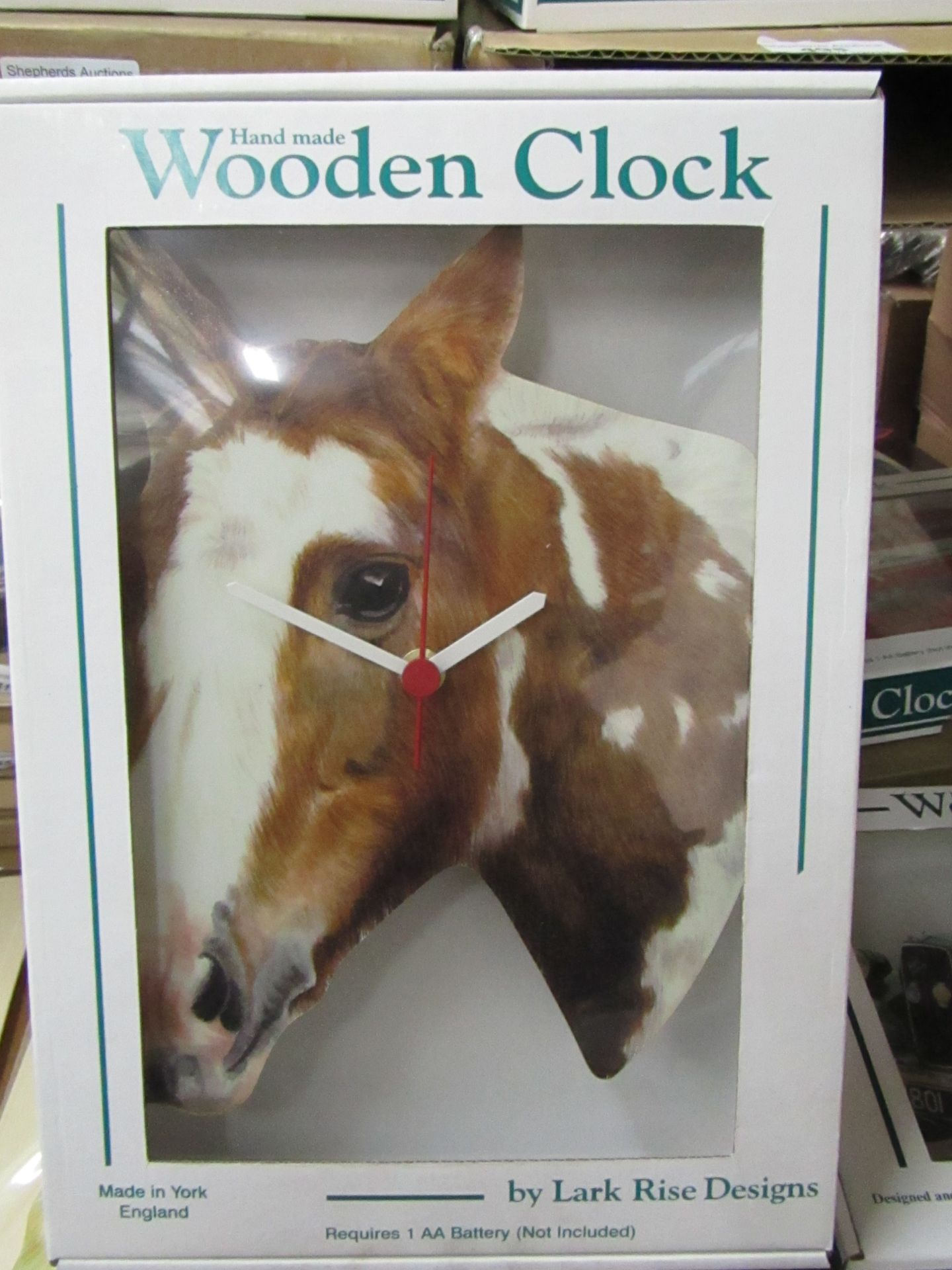 Hand Made Wooden Clock Made By Lark Rise Designs, ( see Picture for design ) Requires 1 X AA Battery