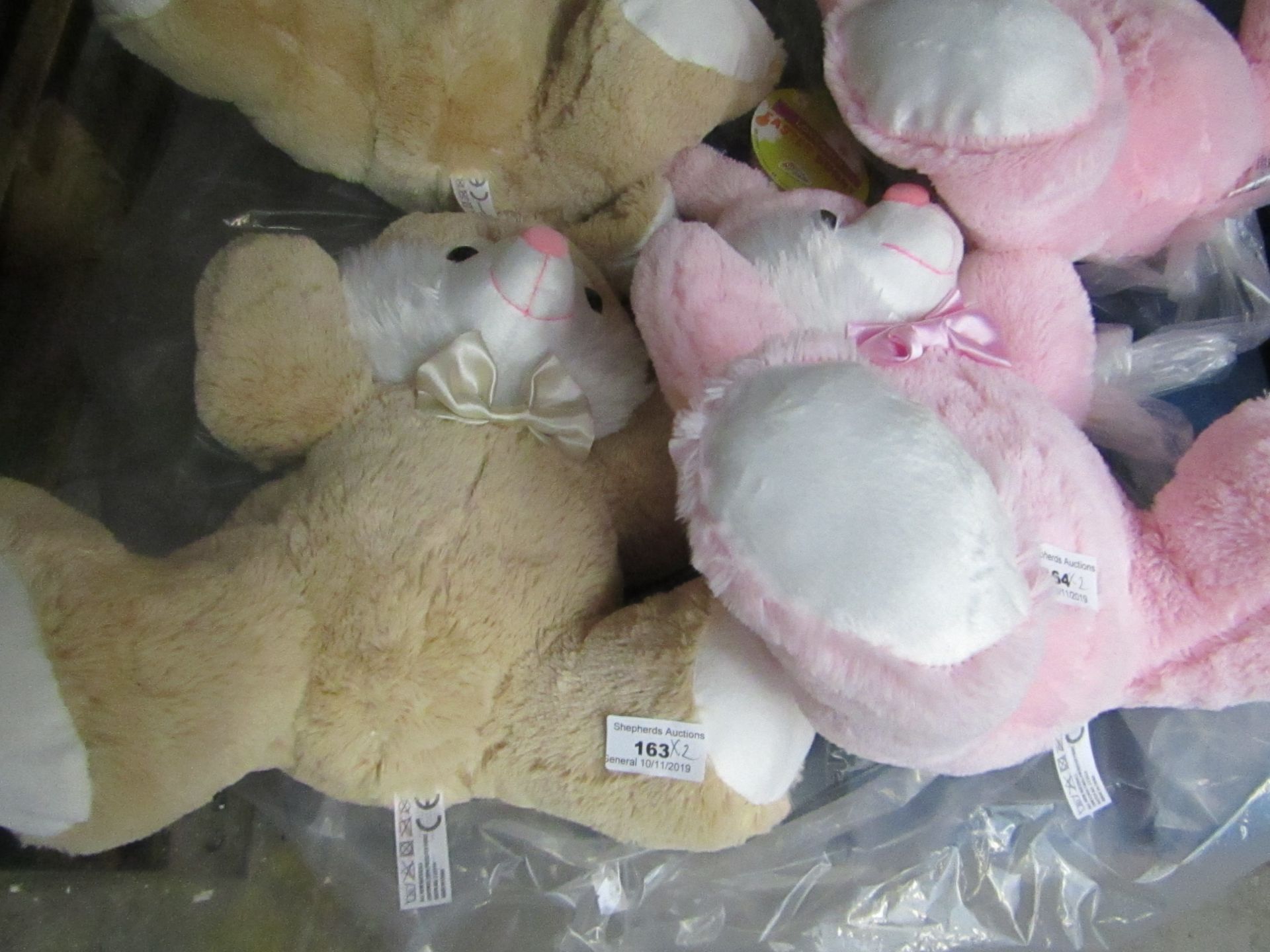 2 x Beige Coloured easter Bunny Teddies.New with tags