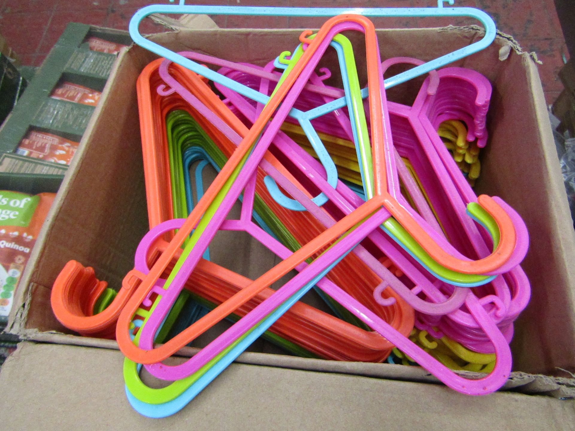 2 Boxes of 100 Kids colourful Plastic coathangers. New & Boxed