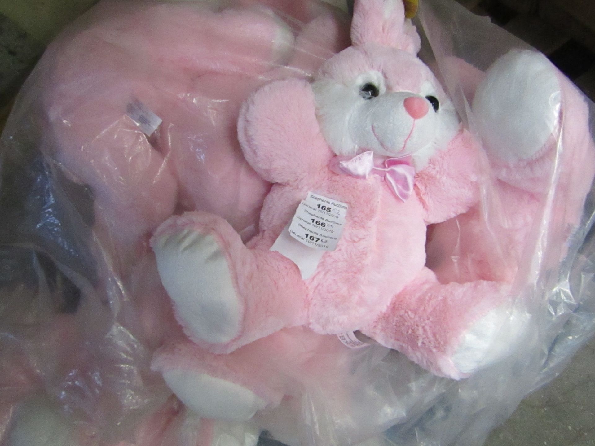 2 x Pink Cooured Easter Bunny Teddies. New With tags