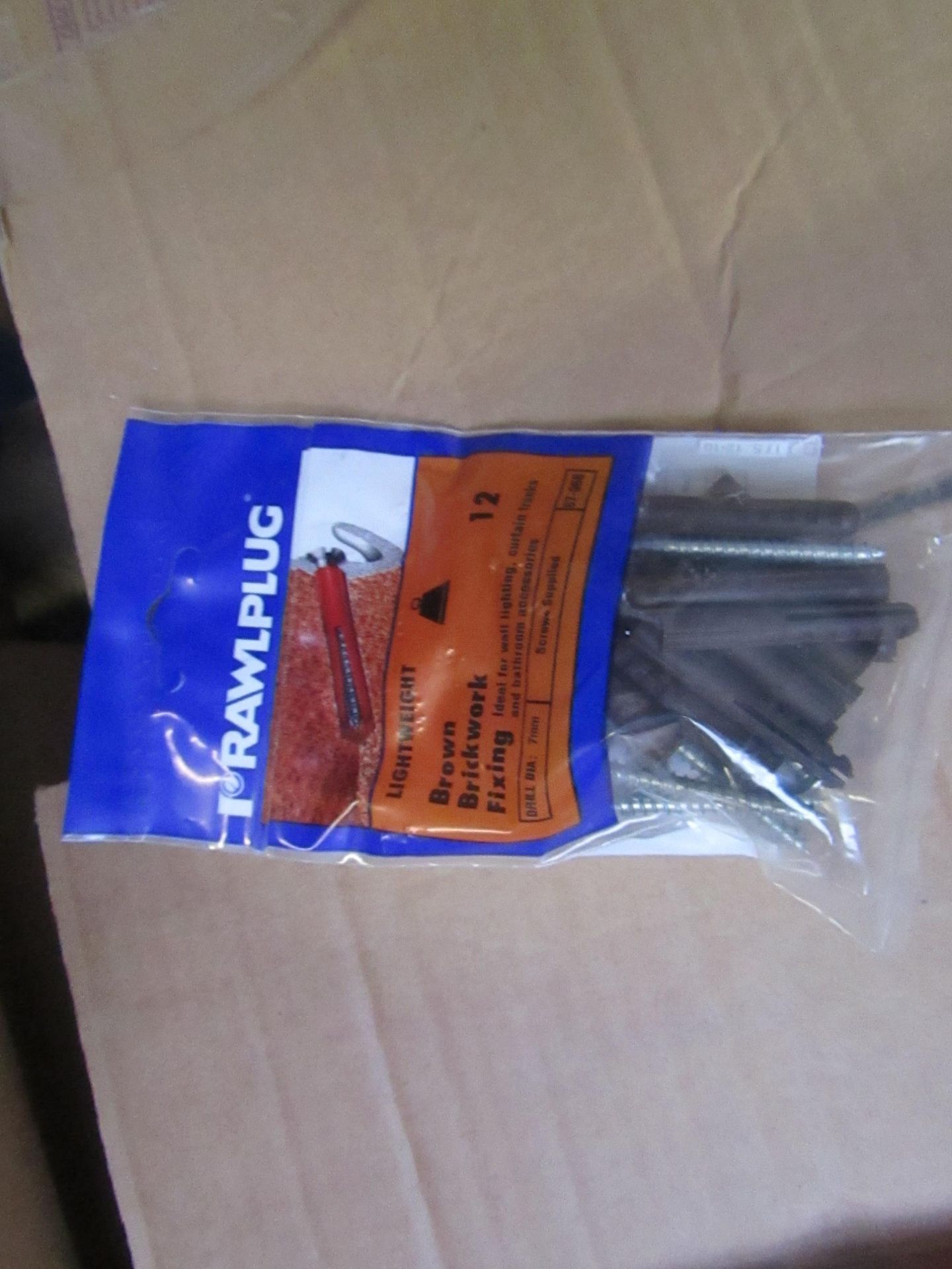 5x Packs of 12 Rawlplug Brown Brick work fixings with Screws