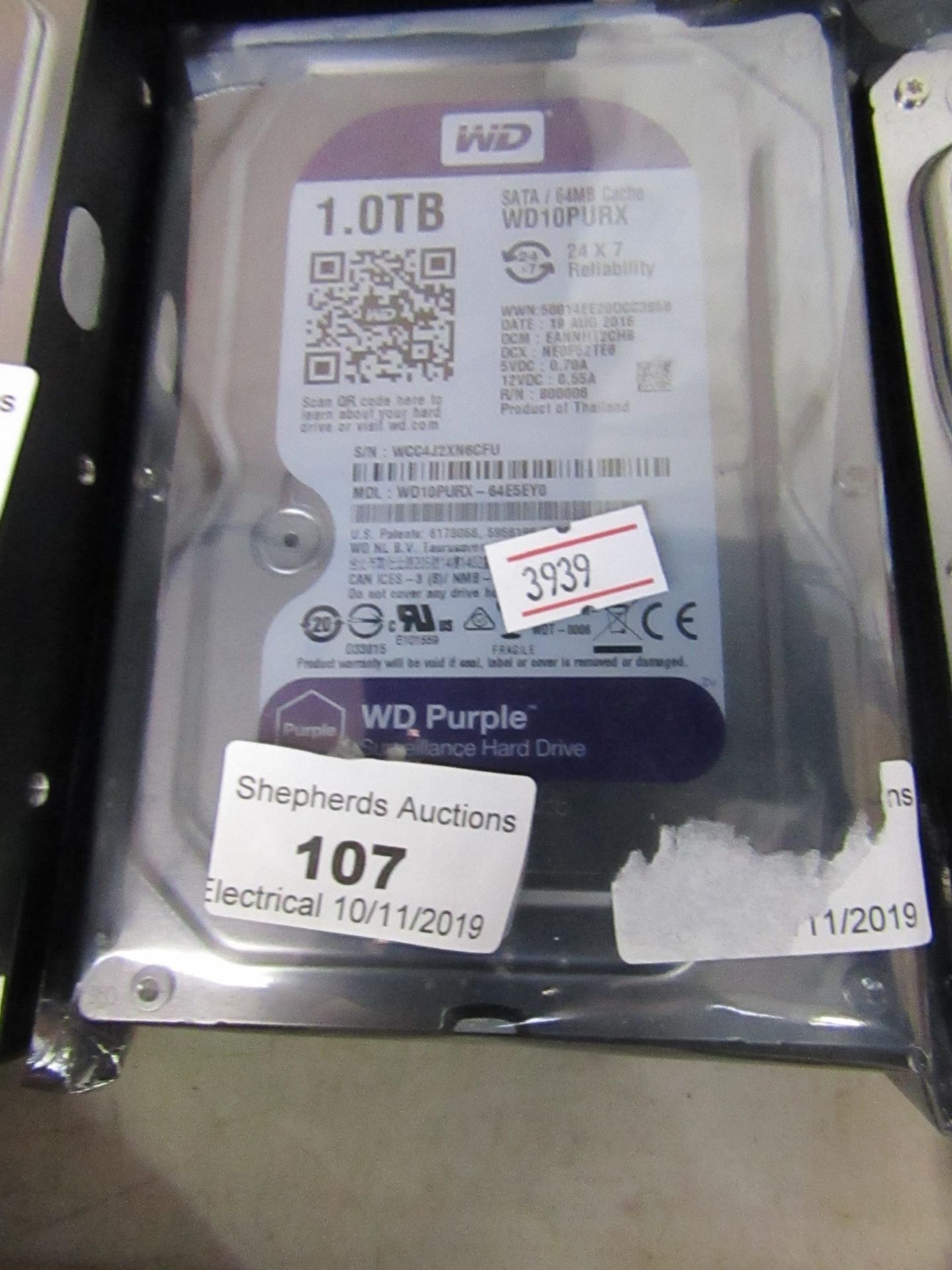 Western Digital 1TB hard drive, untested.
