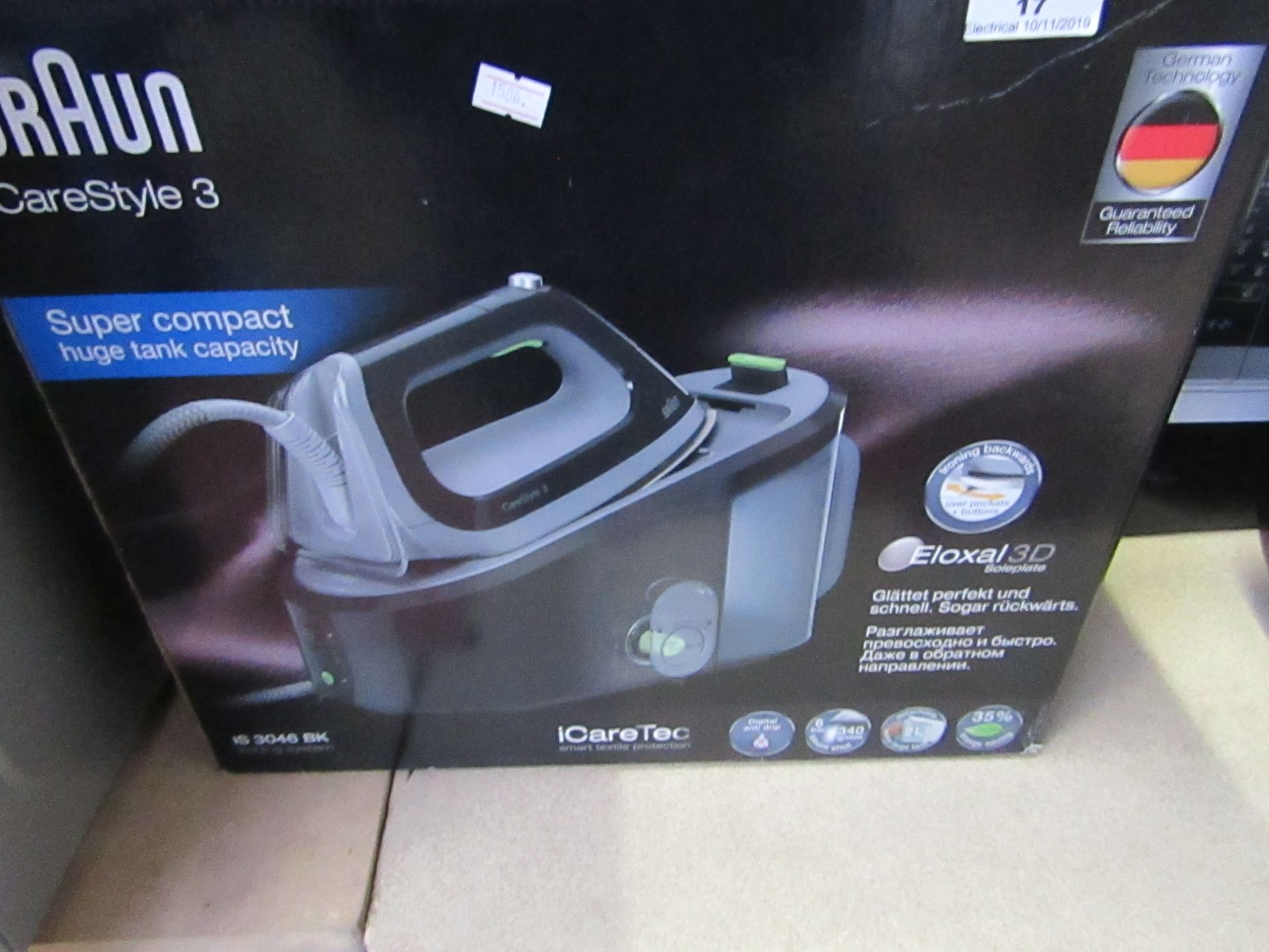 BRAUN - Carestyle 3 Steam Generator Iron IS3046BK, untested and boxed. RRP Circa £179:99.