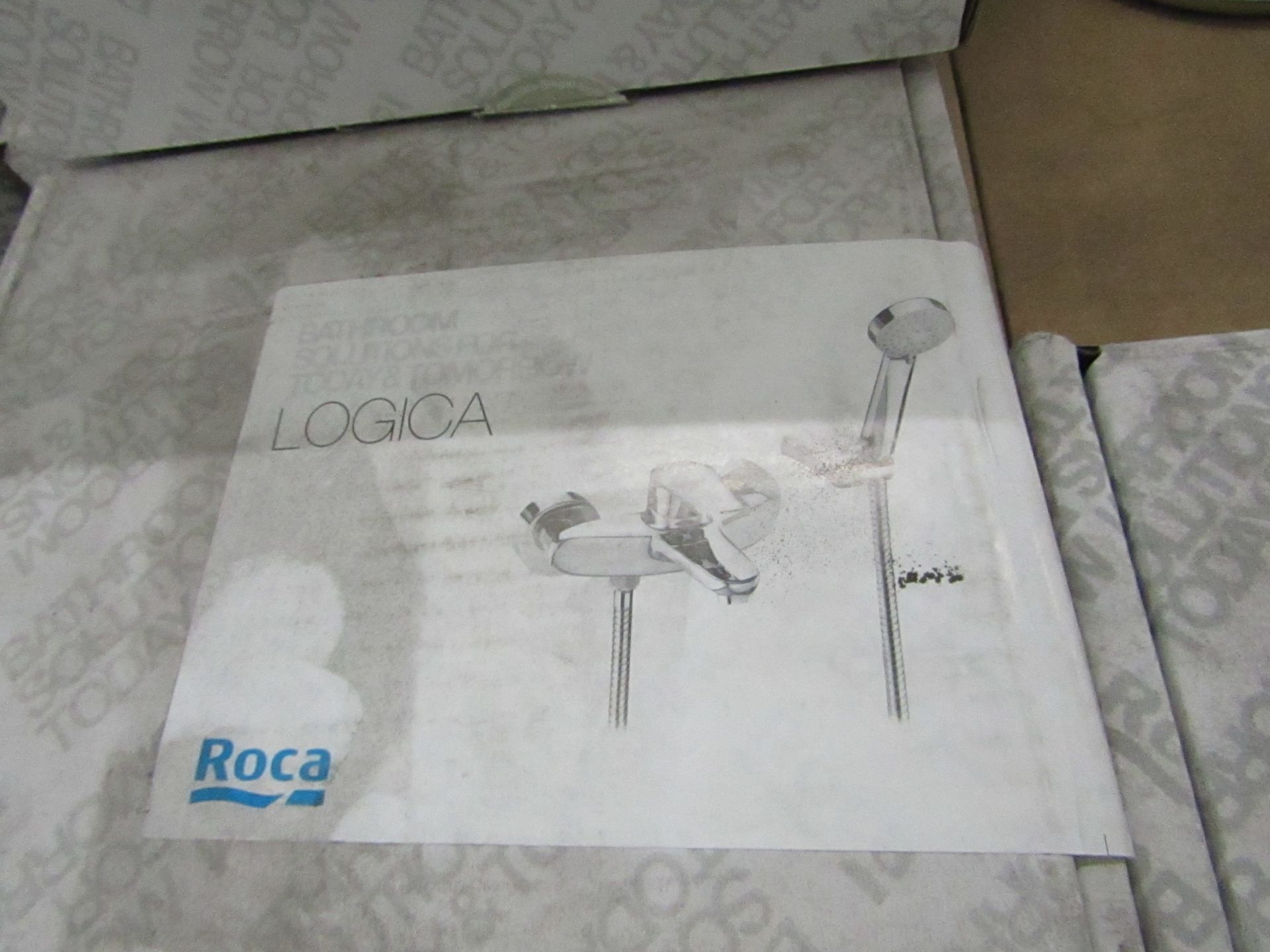 Roca Logica wall mounted bath/shower mixer tap with hand shower, hose and bracket, new and still - Image 2 of 2