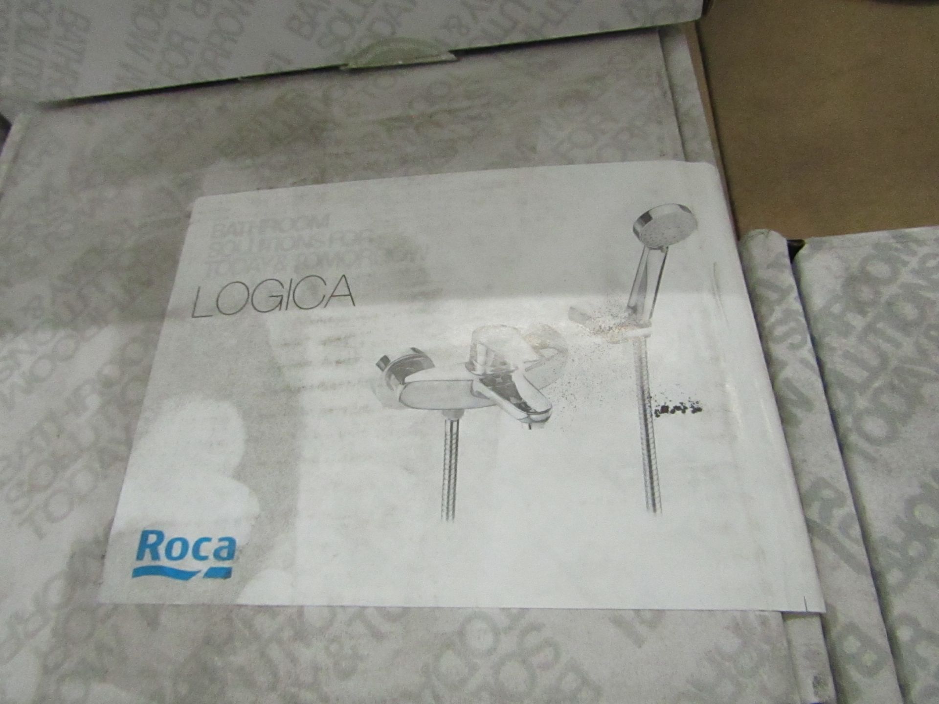 Roca Logica wall mounted bath/shower mixer tap with hand shower, hose and bracket, new and still - Image 2 of 2