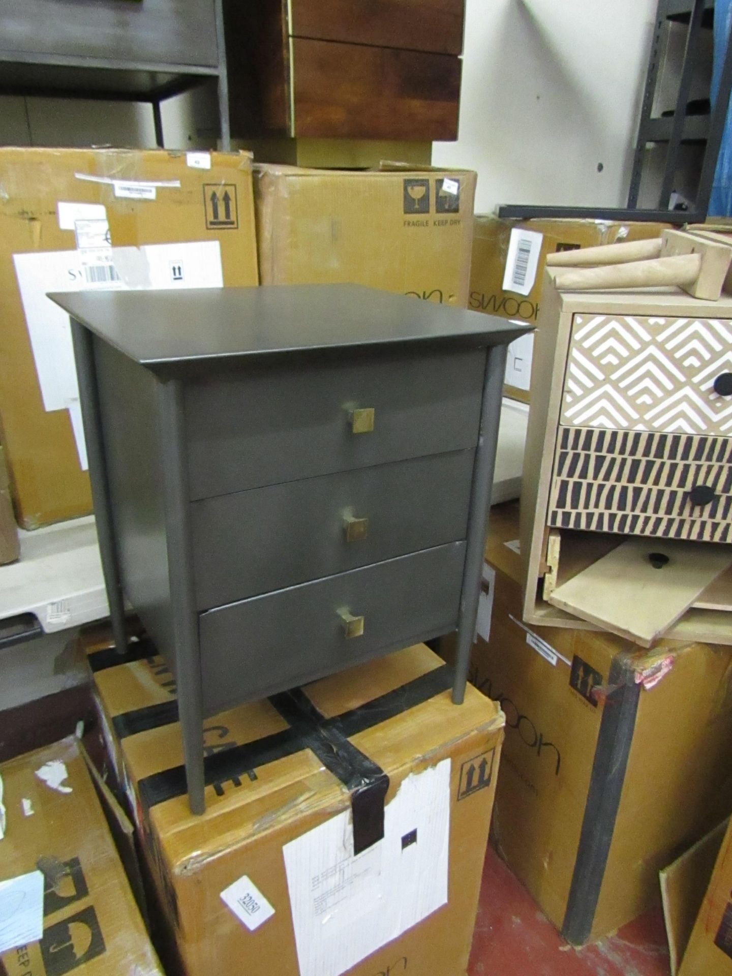 Swoon Grantham Bedside metal table in Genmetal and Brass, scratched on top, with box, RRP £199, - Image 2 of 2