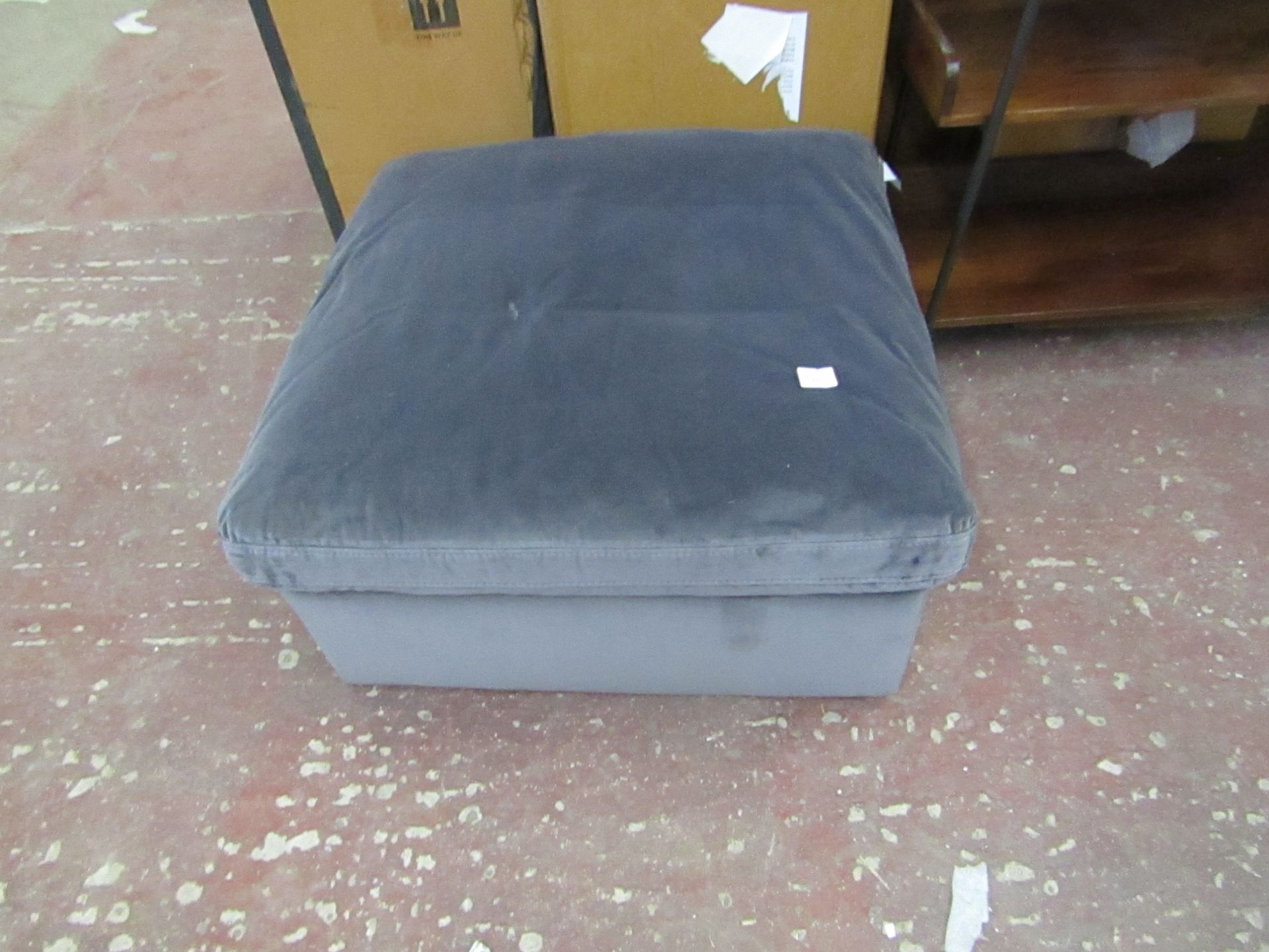 Swoon Seattle foot stool in Granite plush velvet, RRp £449, , please read lot 0 before bidding