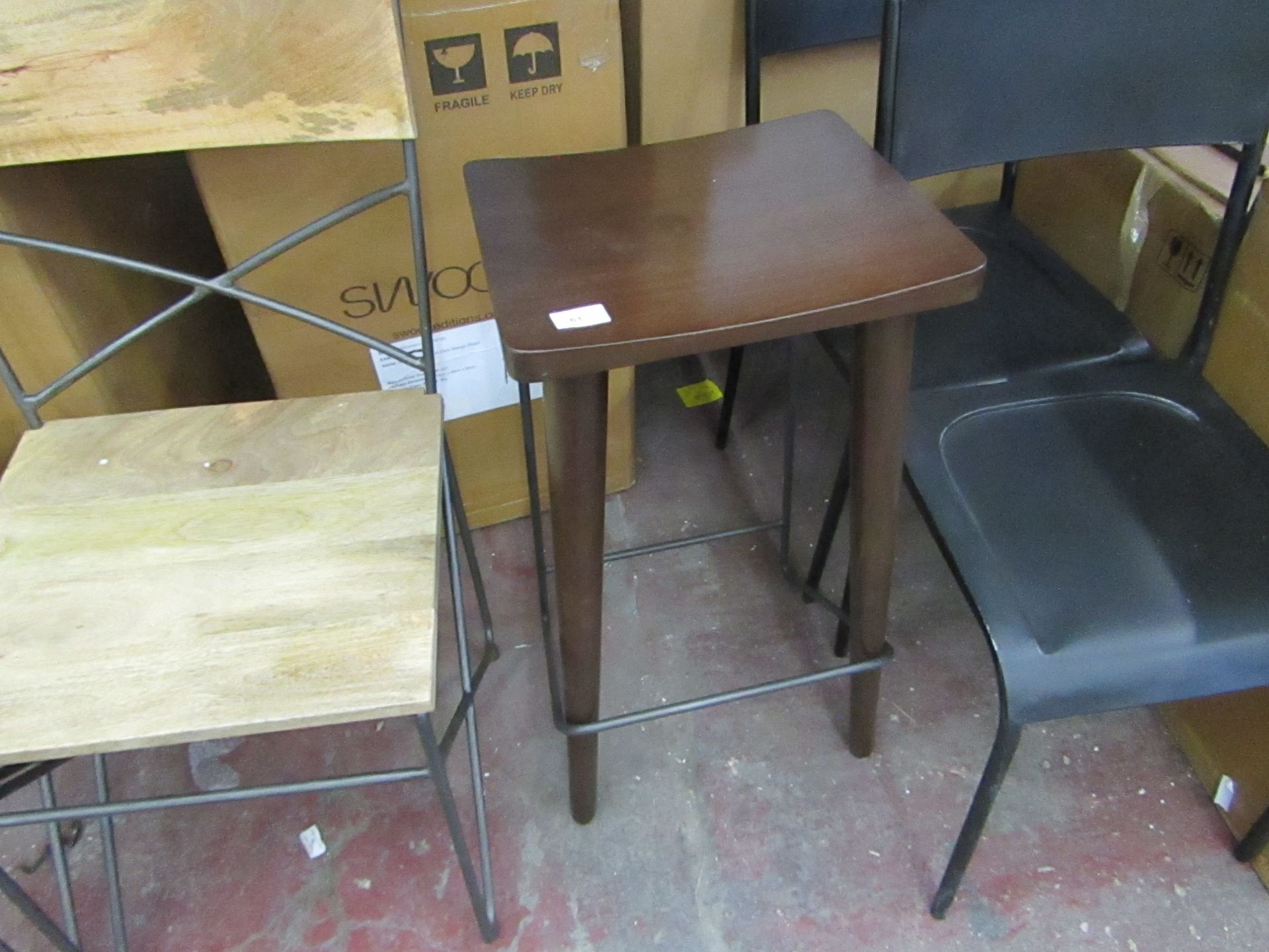 Swoon Hendrik Bar stool in Dark Mango wood, with box, RRP £149, please read lot 0 before bidding