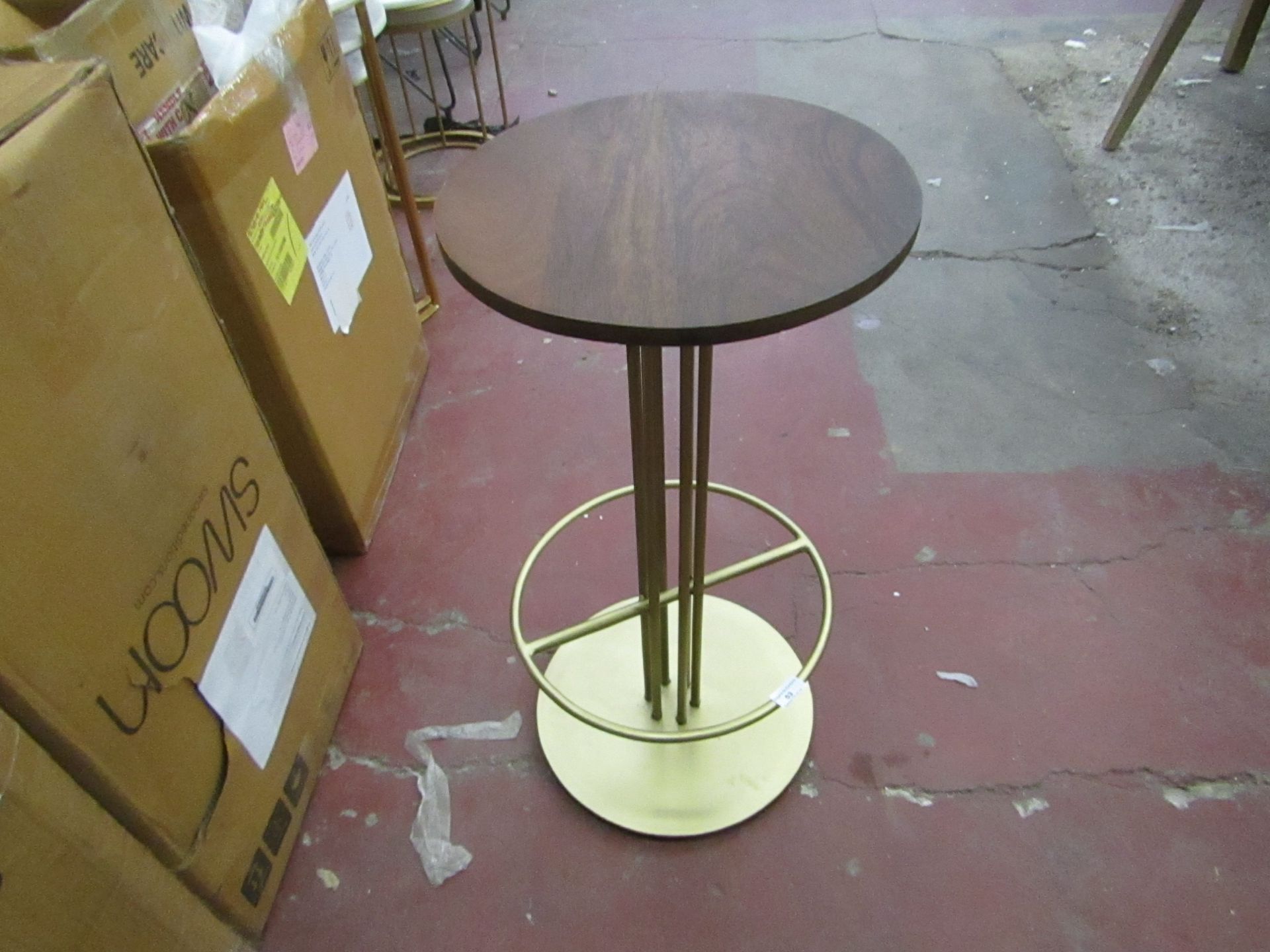 Swoon wright stool in Mango wood and gold, with box, RRP £149, the wooden seat has come off but - Image 2 of 2