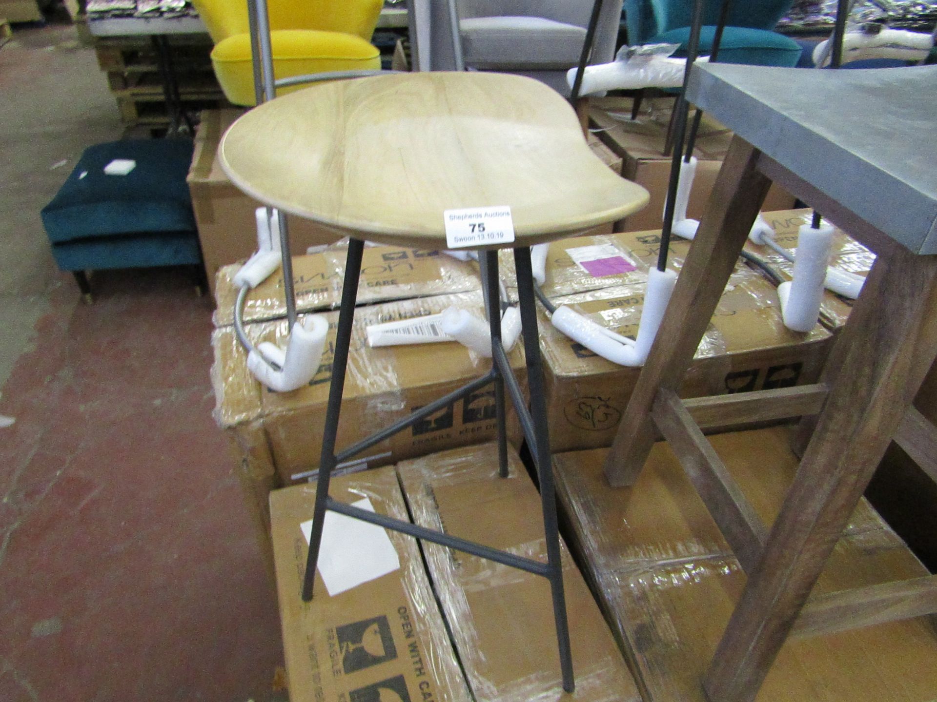 Swoon Braiga stool in Mango wood, with box, RRP £129, please read lot 0 before bidding