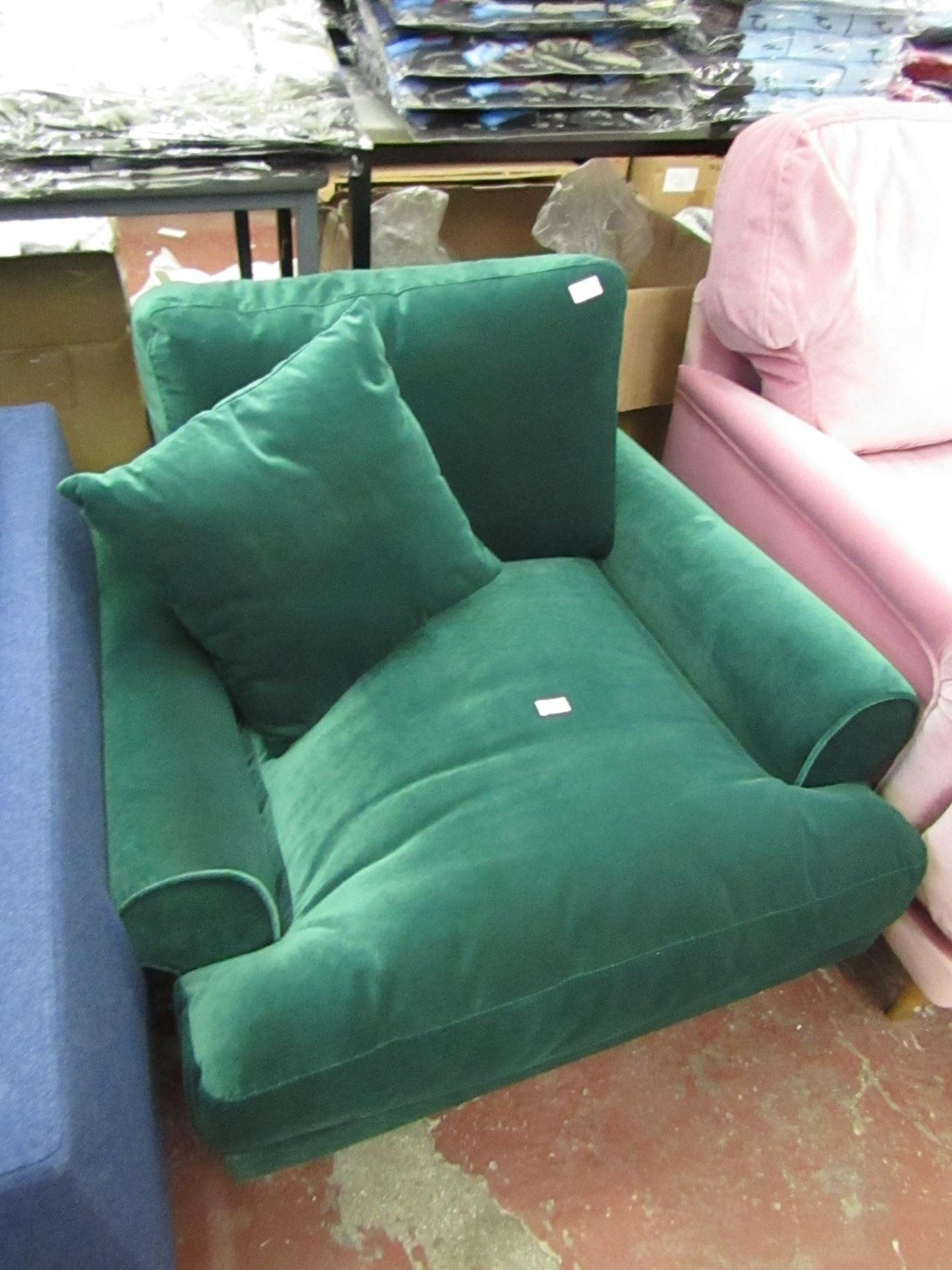 Swoon Sutton easy Velvet Emerald armchair, RRP £699, please read lot 0 before bidding