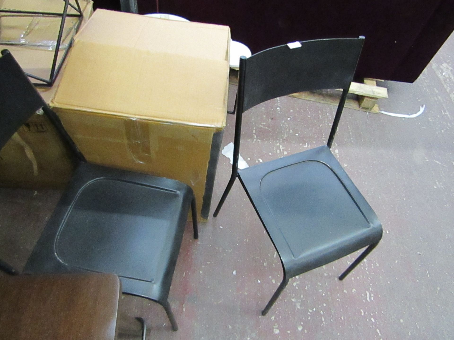 Swoon set of 2 Buckley metal dining chairs in Black, with box, RRP £199, the chairs have sme surface