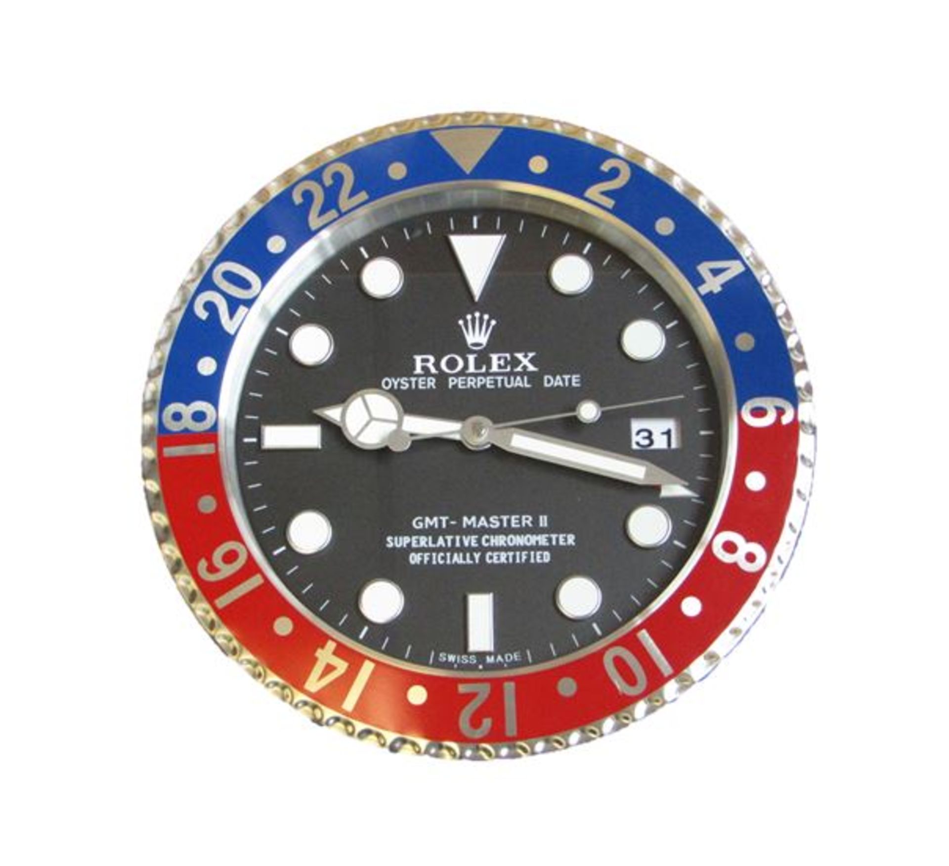 Promotional Replica Rolex GMT-Master II Clock in Blue & Red, New & Boxed