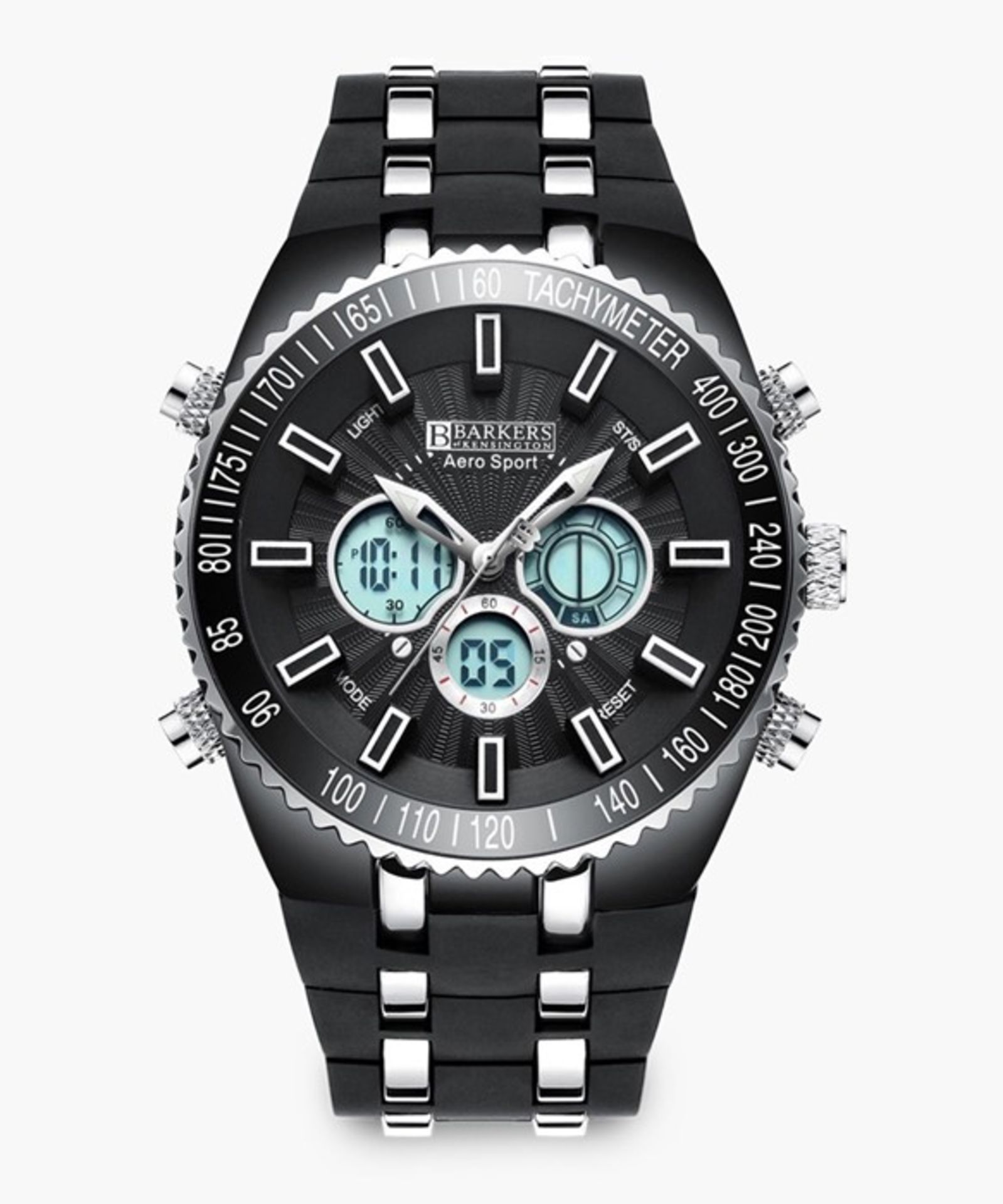 Barkers of Kensington Aero Black & Silver-Tone Watch Sport Watch. New and Boxed with a 5 year