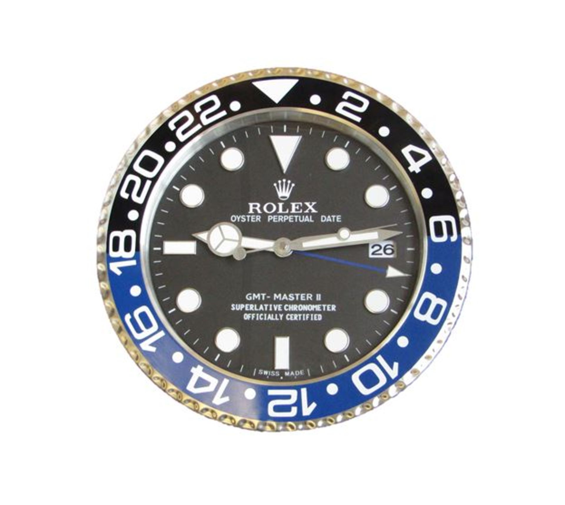 Promotional replica Rolex GMT-Master II Clock in Blue & Black