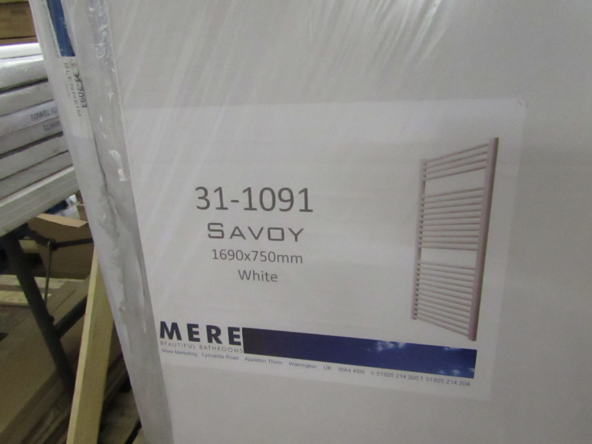 Mere Bathrooms Savoy 1690x750mm White towel radiator, new and boxed