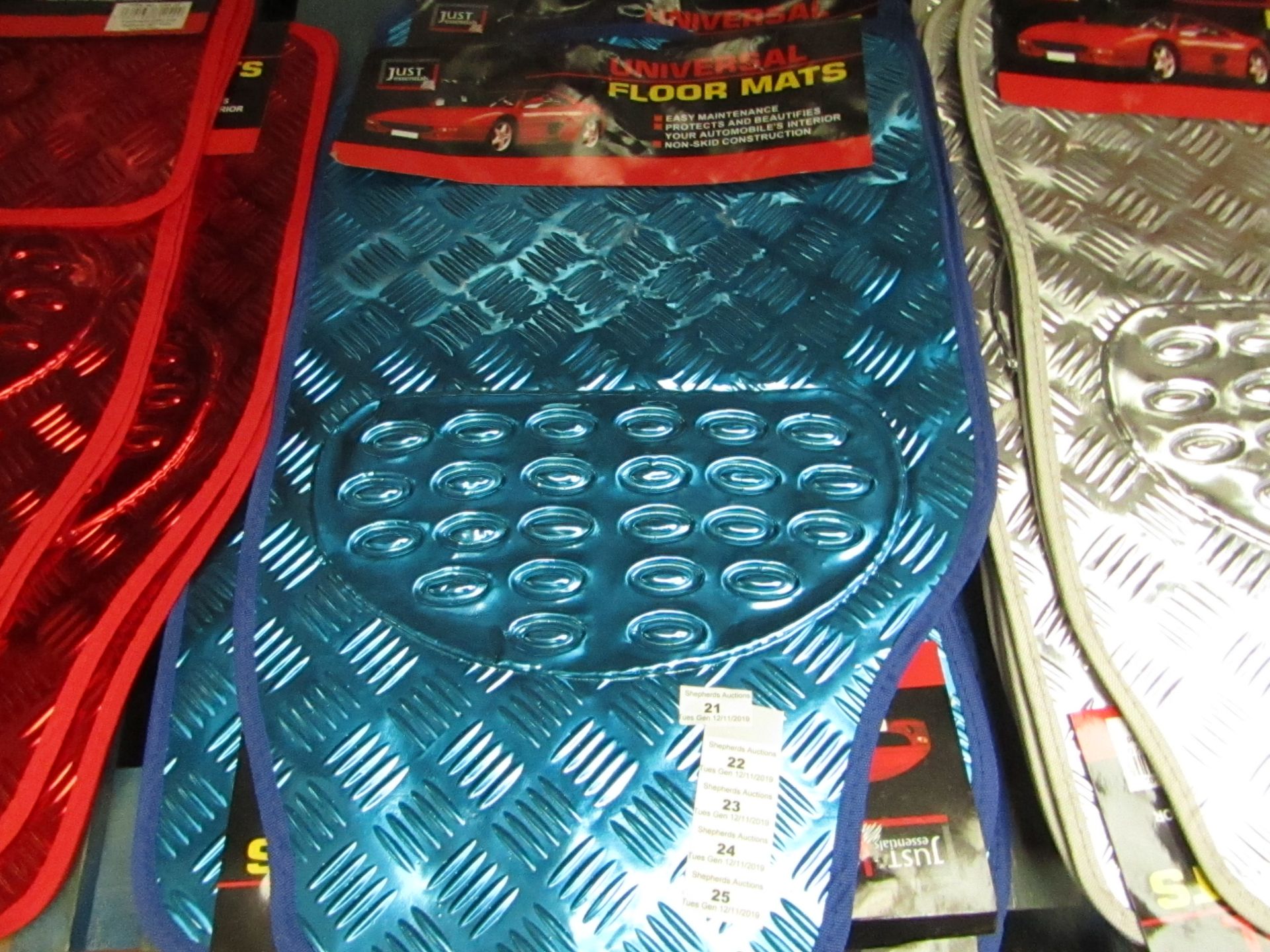 Just Essentials Universal Metalic Car Mats. New with Tags. Inclides 2 x front & 2 x Rear