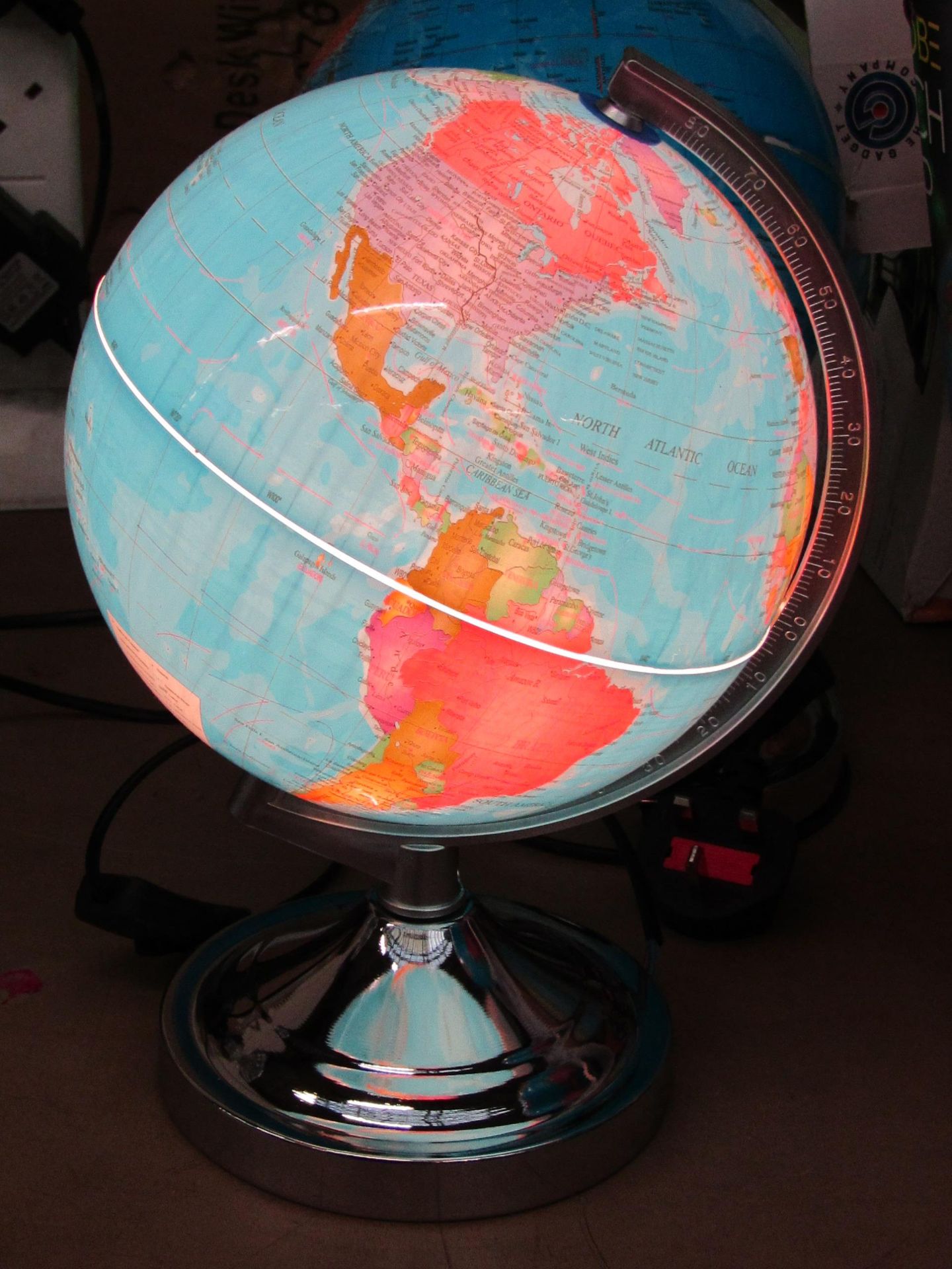 13" Touch Lamp Rotating Globe.Boxed