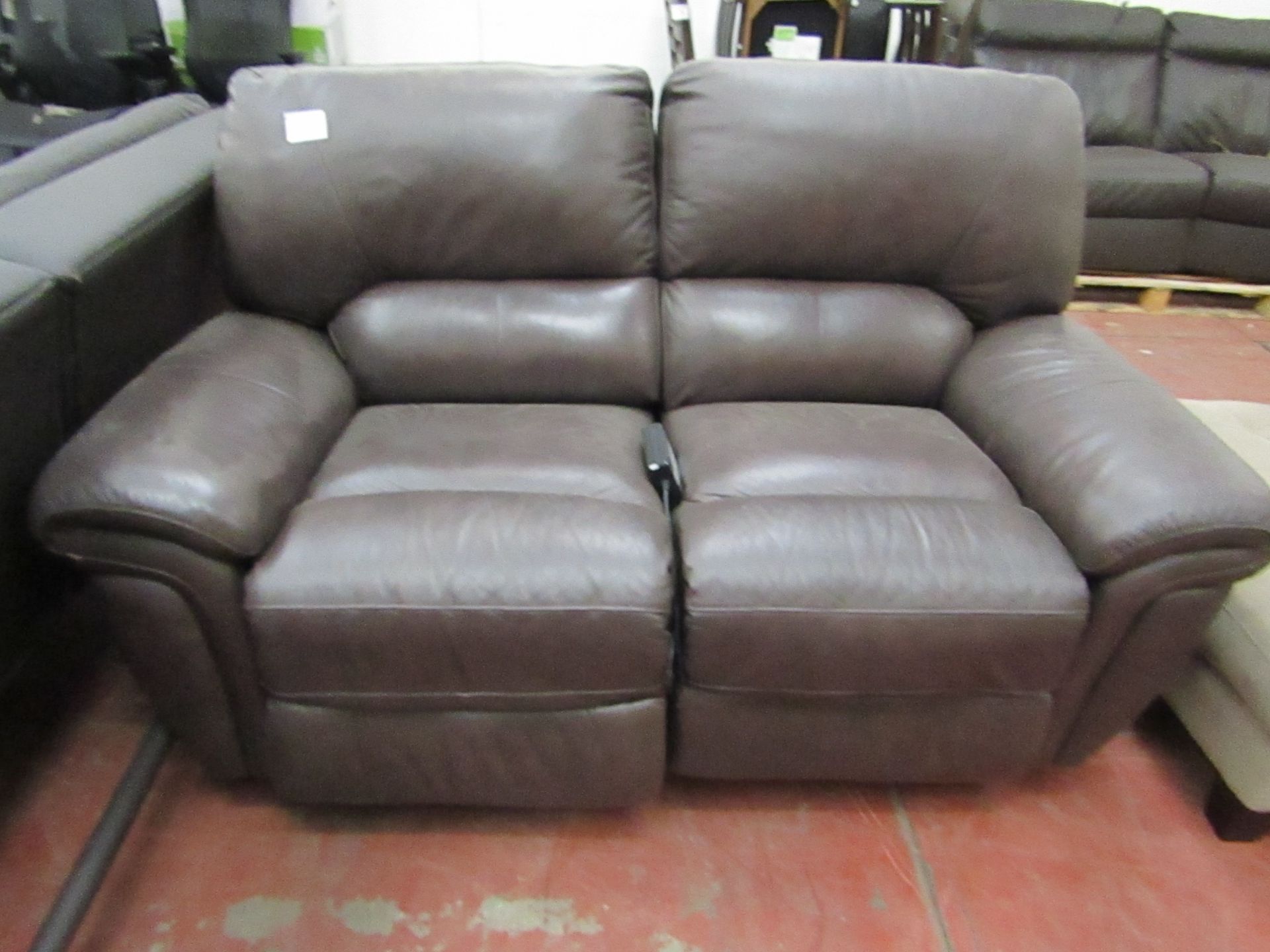 La Z Boy Electric Brown leather reclining sofa, tested working but has damage to the seat