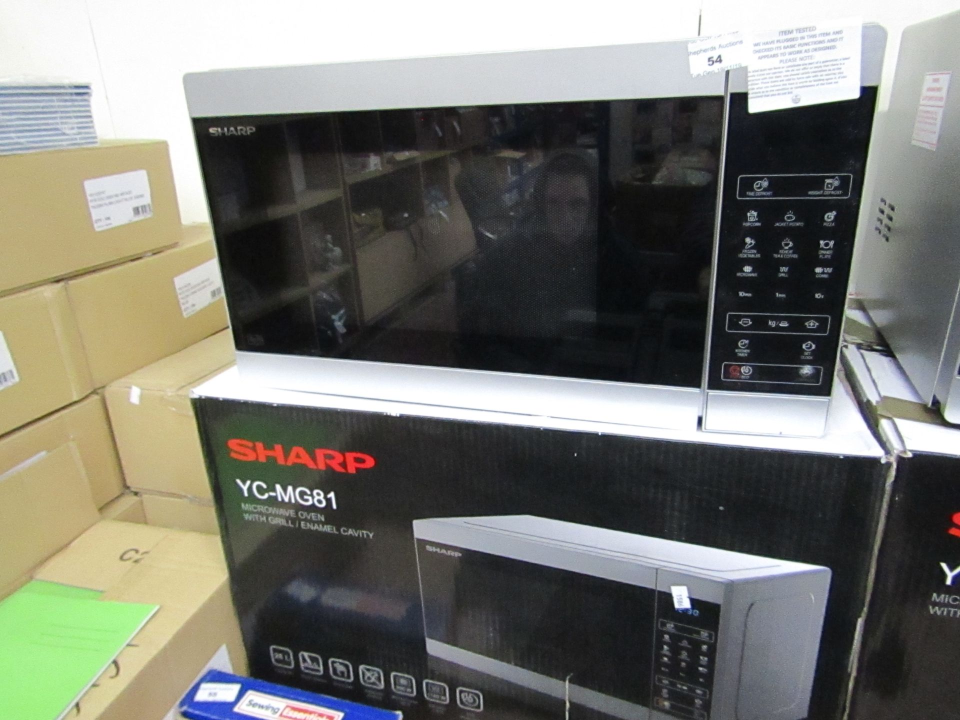 Sharp YC-MG81U-S Silver 28L 900W Microwave with 1100W Grill and Touch Control, tested working,