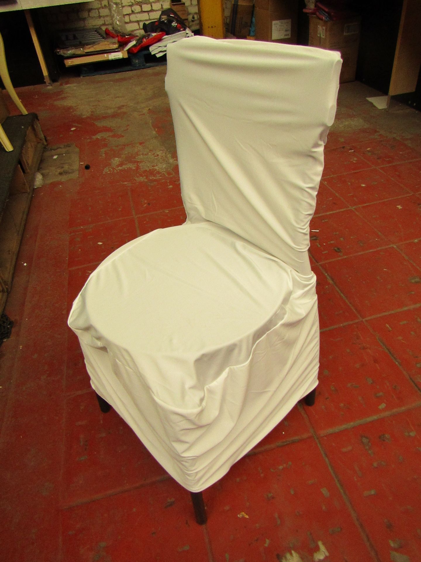 6 x White Cotton Dining Chair Covers with Elasticated ends. Will Fit Most Dining chairs. New &