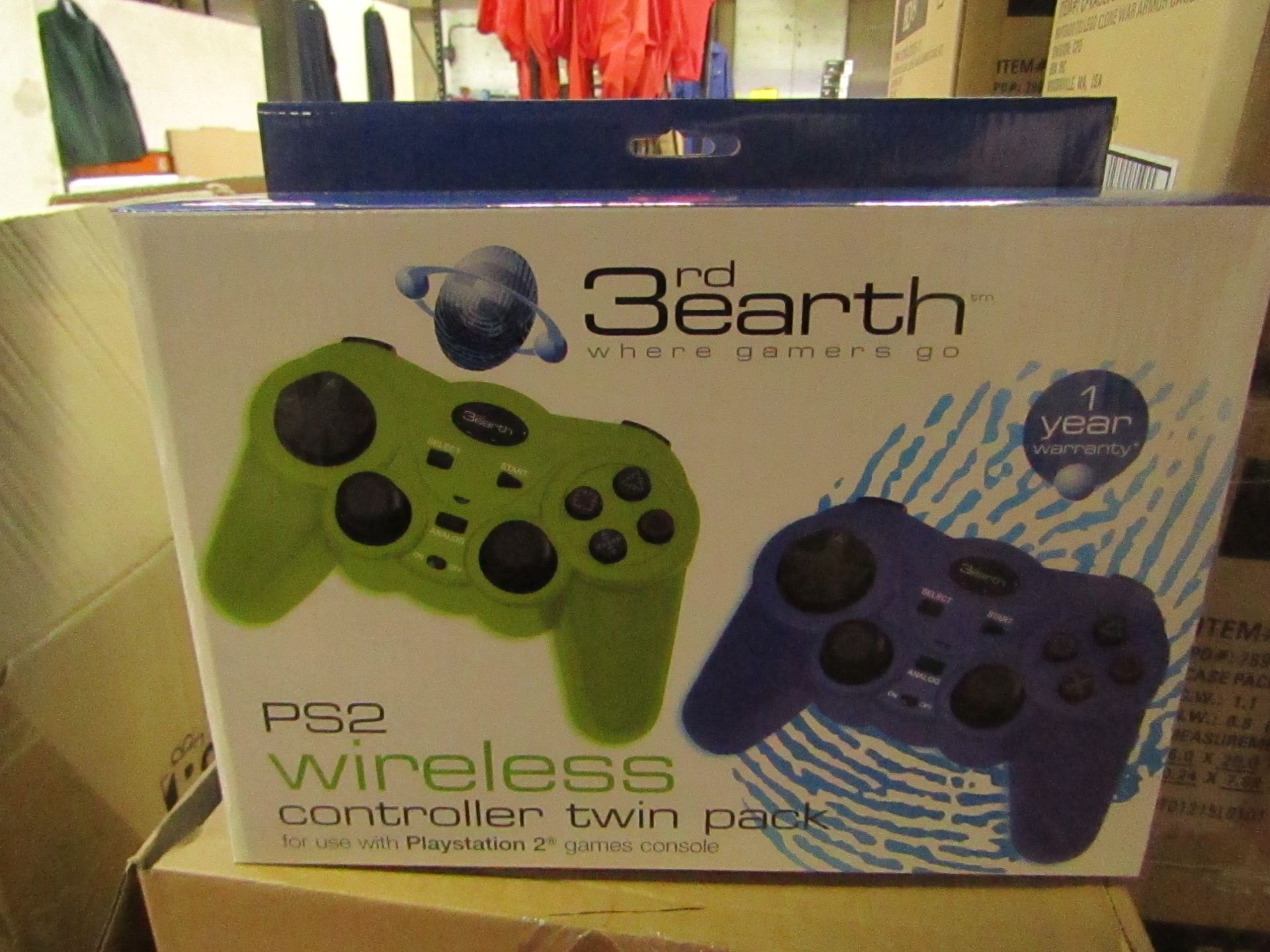 3rd Earth PS2 Wireless Controller Twin Pack new & packaged