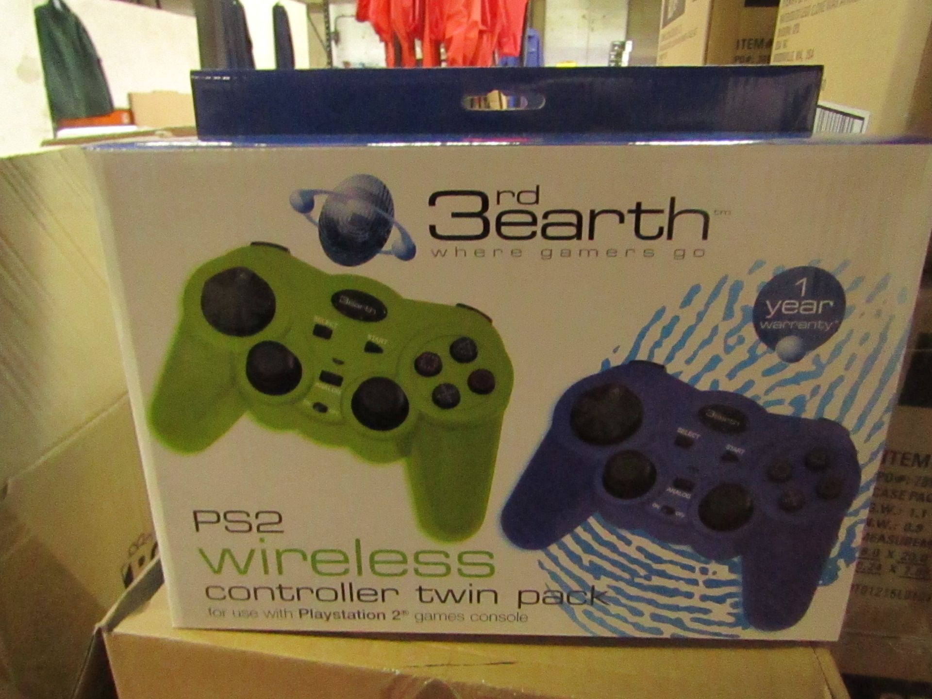 3rd Earth PS2 Wireless Controller Twin Pack new & packaged