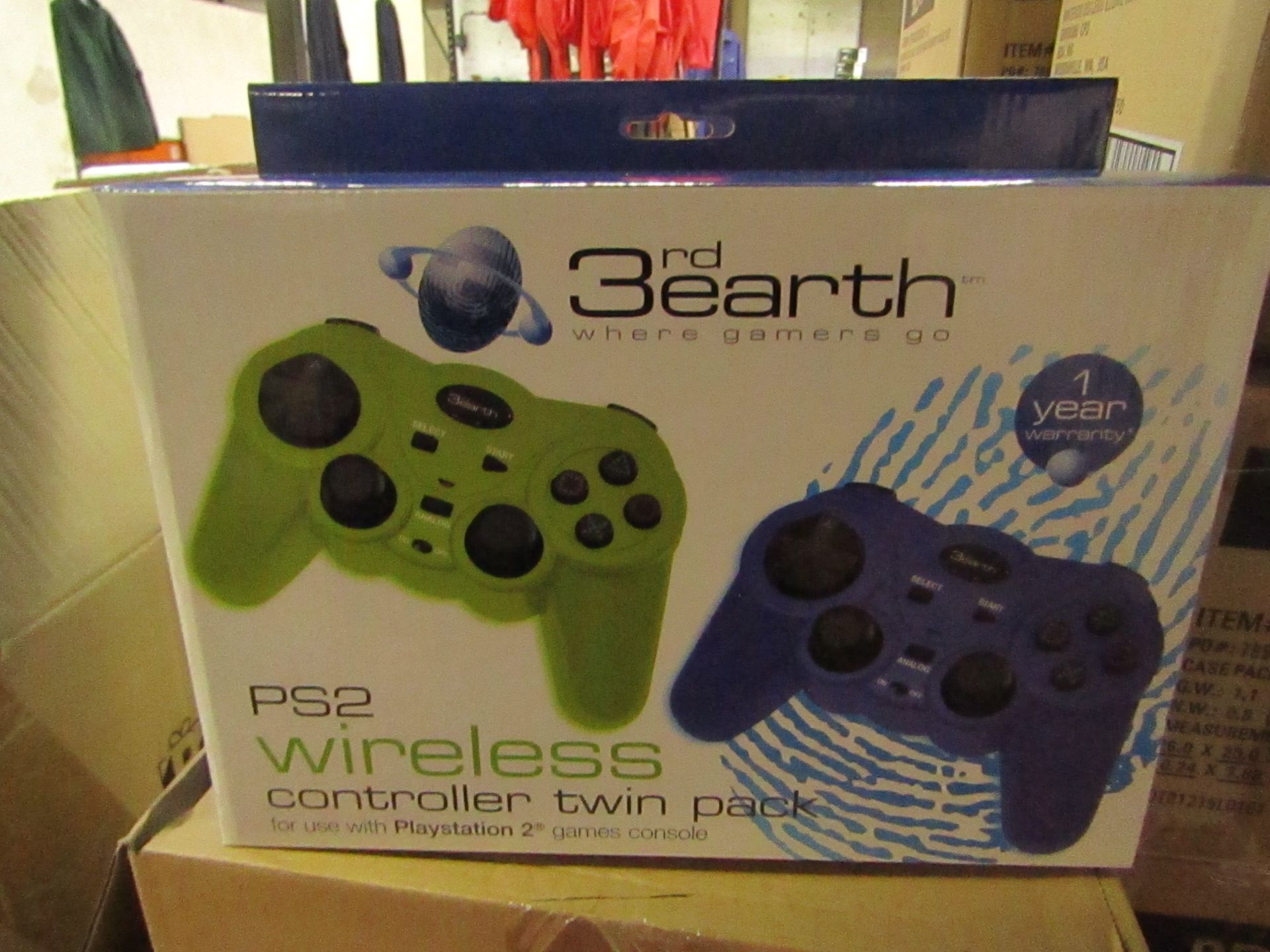 3rd Earth PS2 Wireless Controller Twin Pack new & packaged