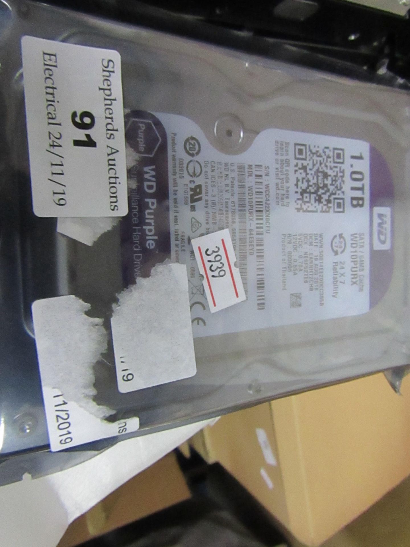 Western Digital 1TB hard drive, untested.