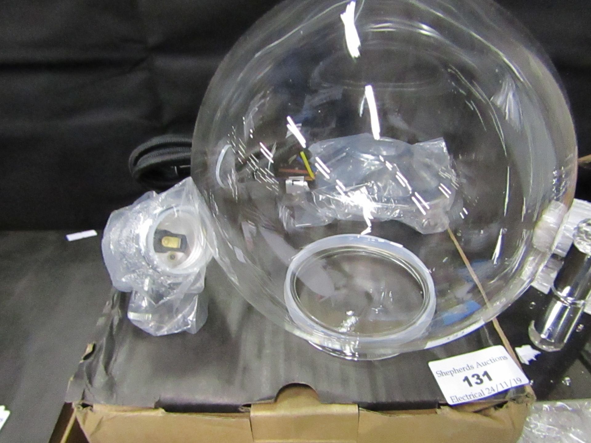 PathsON - Glass bowl ceiling Light Fitting.New & Boxed.