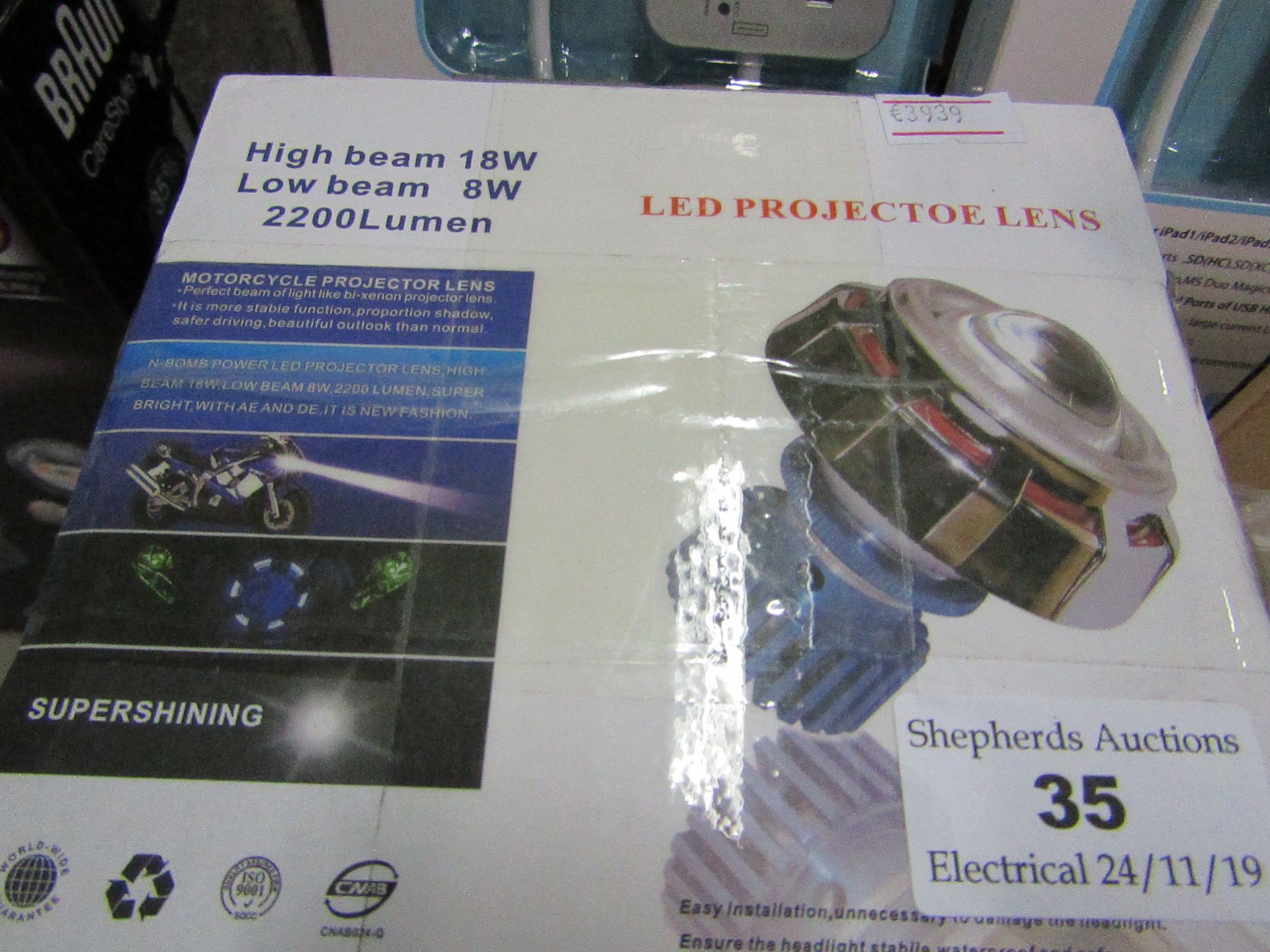 ZT Power LED projector lens, untested and boxed.